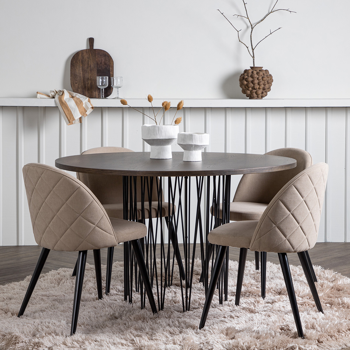 Matgrupp furniture/fashion Stone med 4 Velvet Stitches Stolar