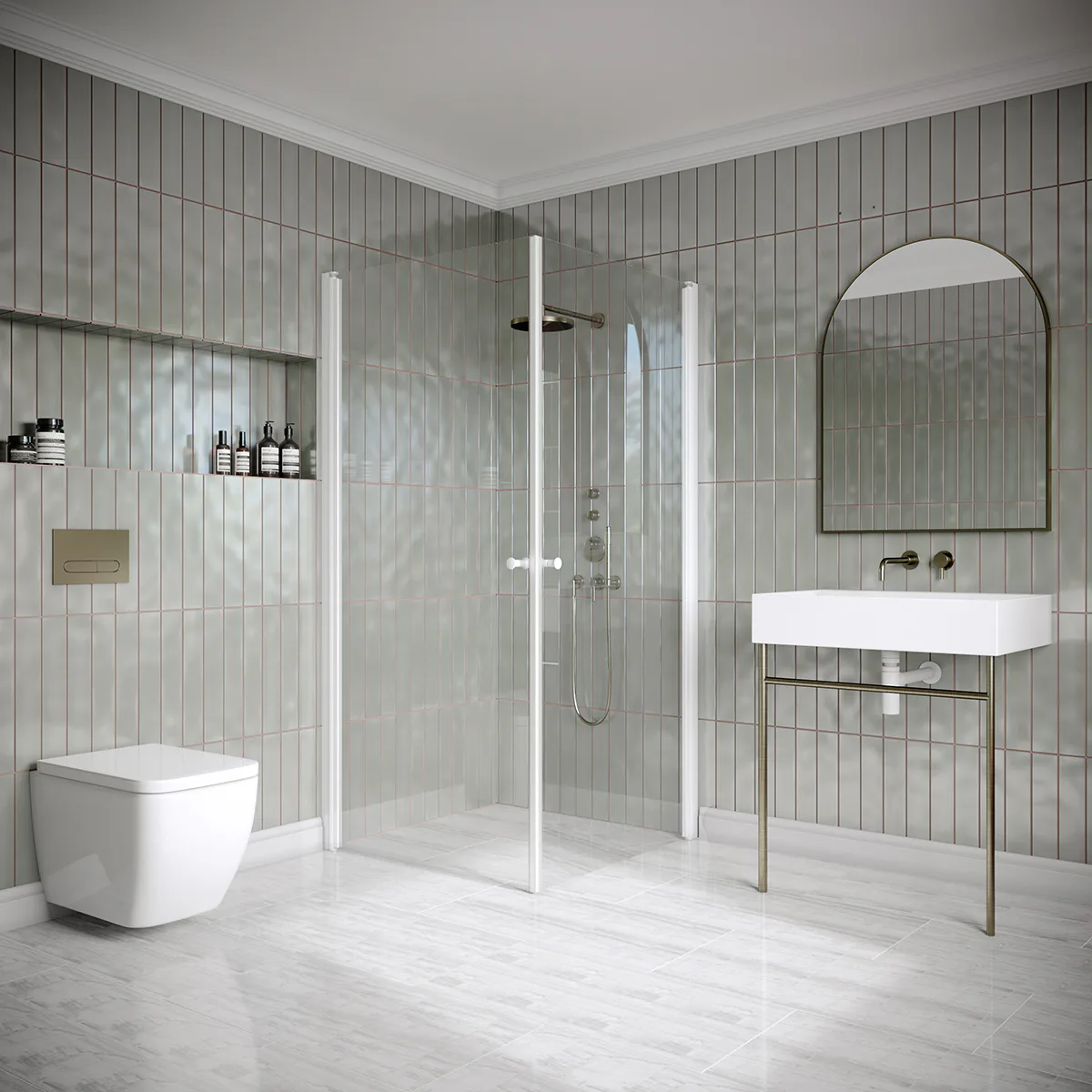 Hietakari Classic 148 705x705x1900 mm, Klarglas, Vita profiler