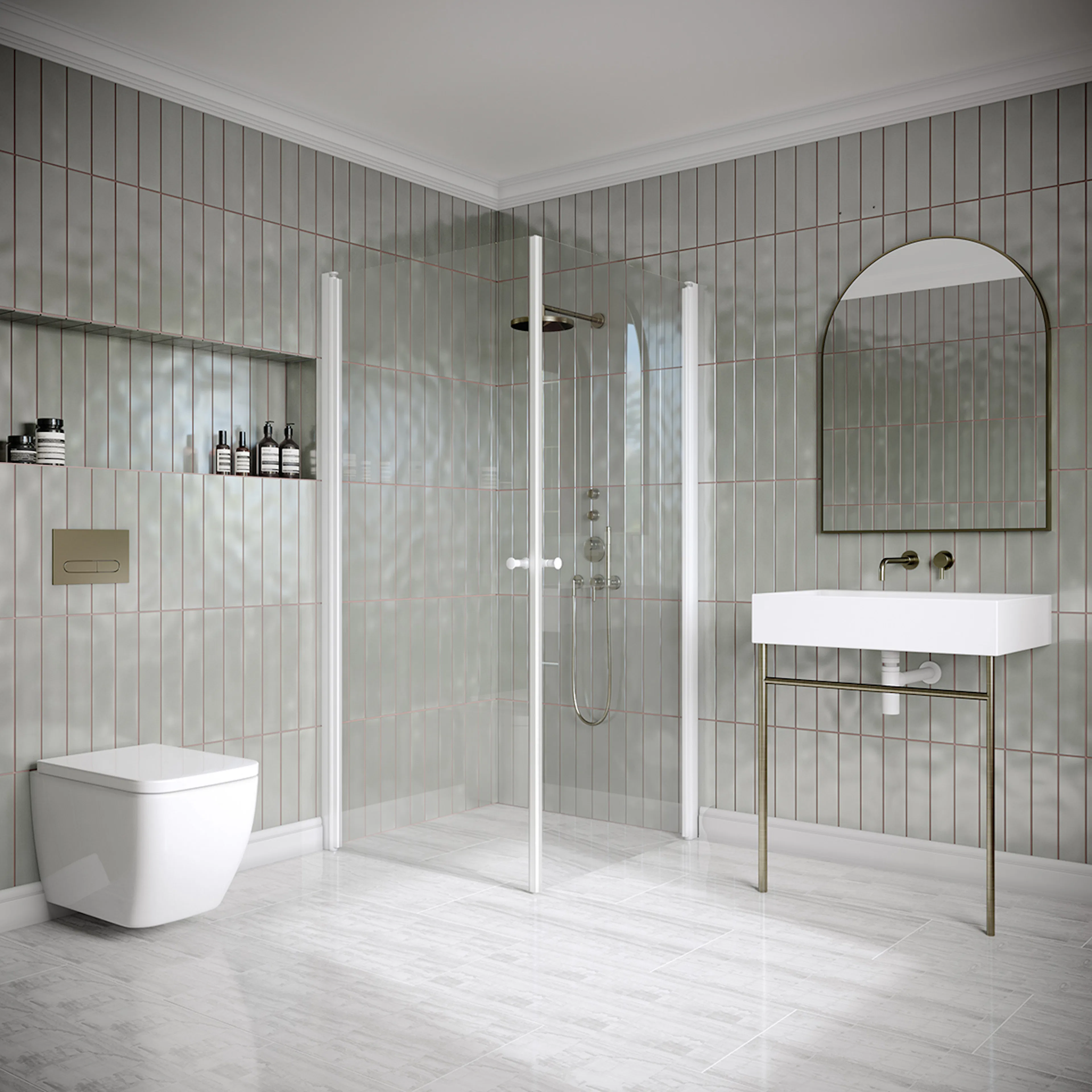 Hietakari Classic 148 705x705x1900 mm, Klarglas, Vita profiler