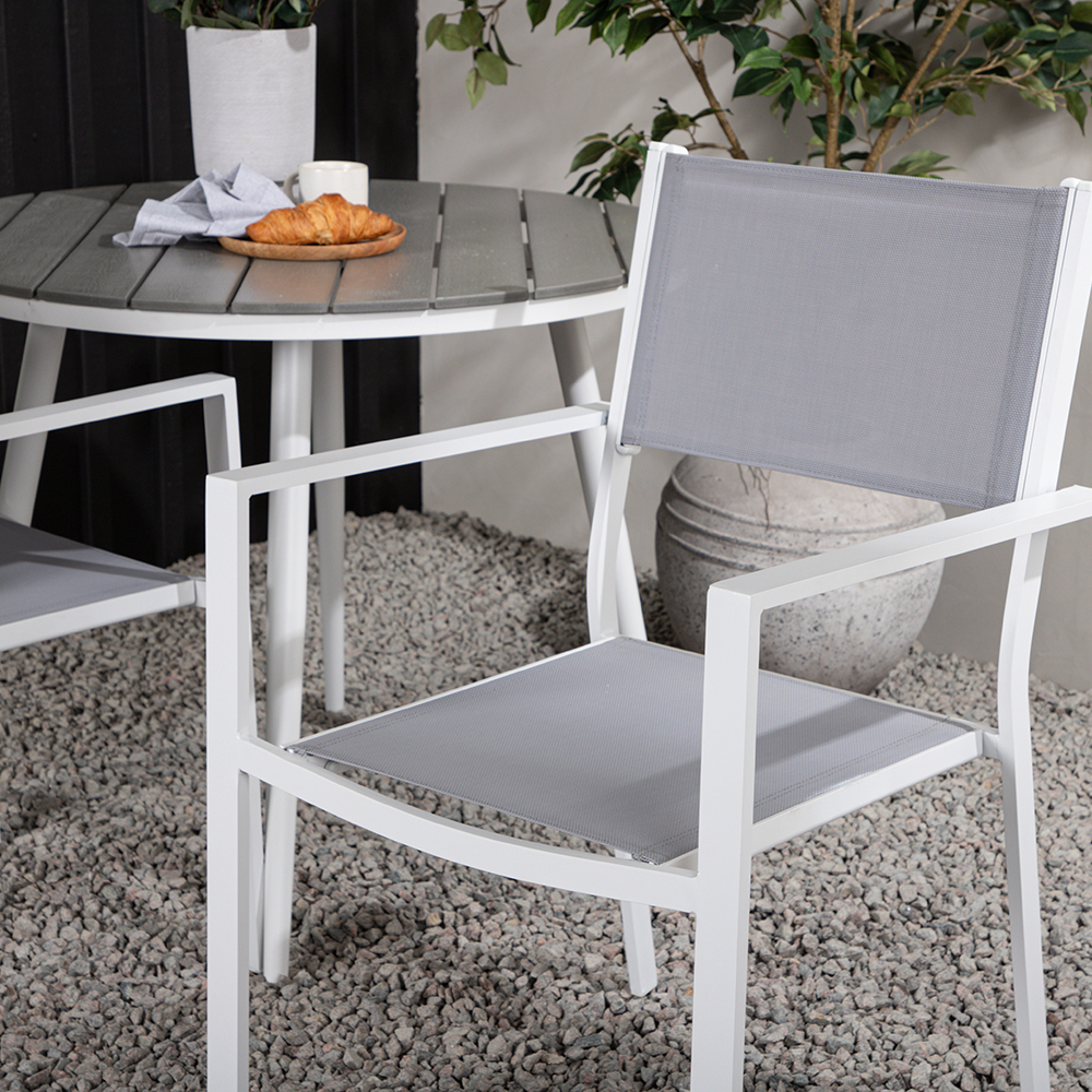 Break - Dining Table Round- White / Grey - Alu / Aintwood - Grå/Vit