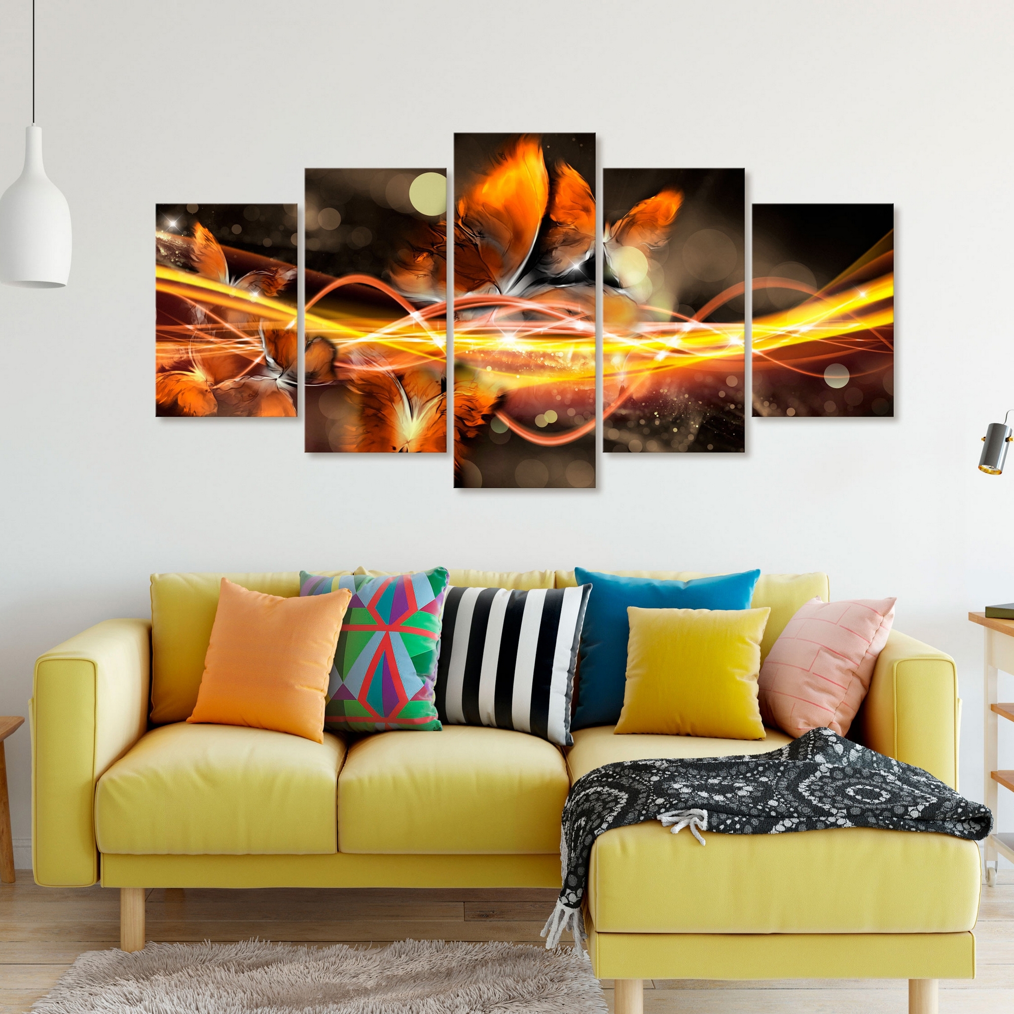 Tavla Arkiio Swarm Of Butterflies Wide Orange 5 delar