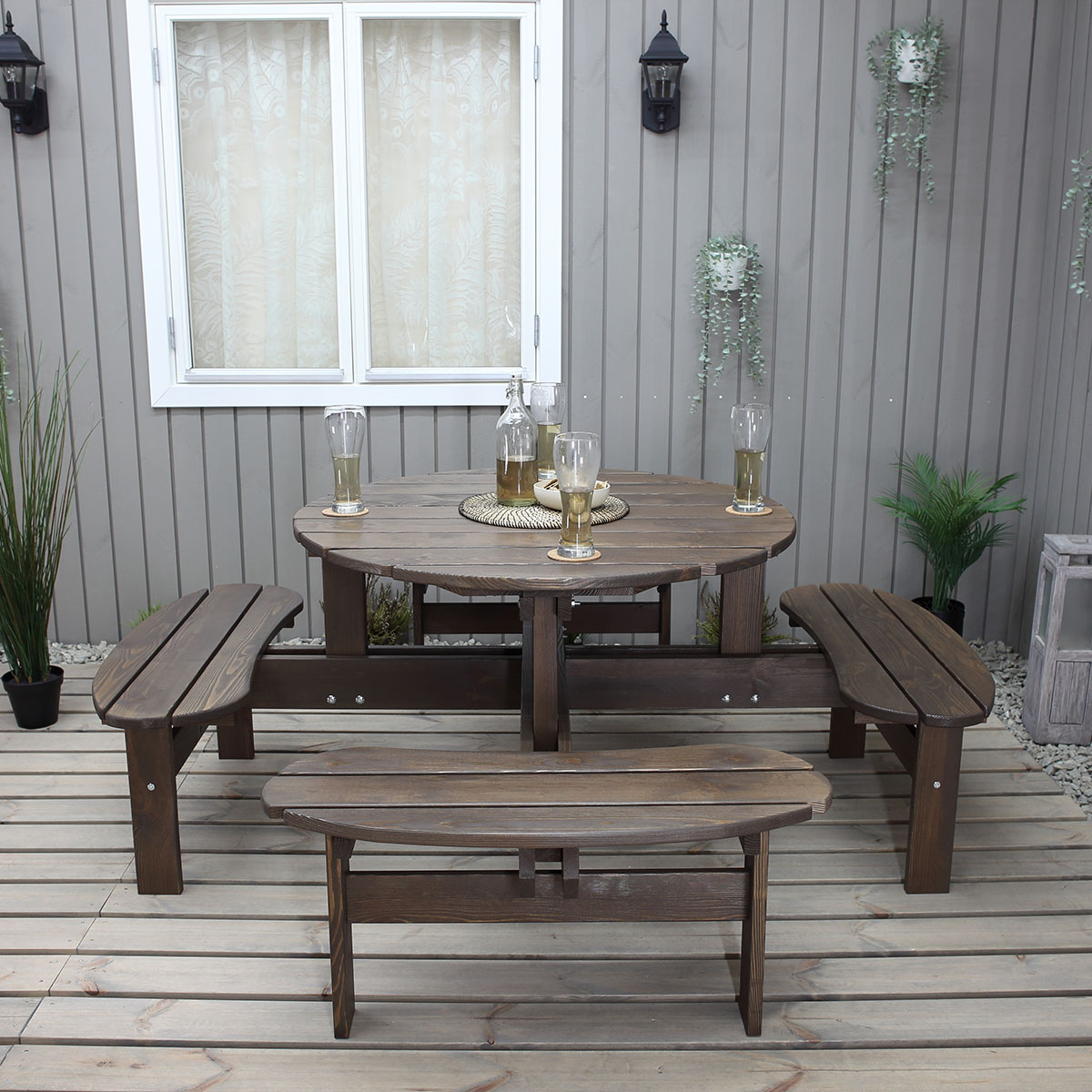 Picknickbord Baltic Garden Rondo Picnic, Robust Bänkbord med 8 Sittplatser