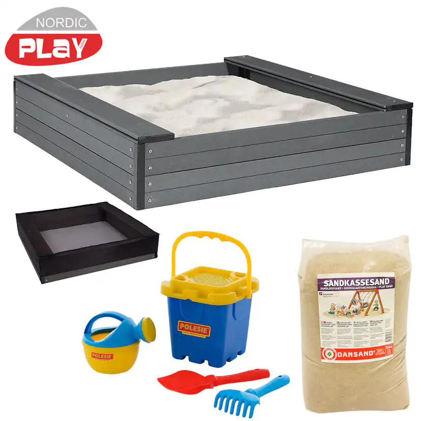 Sandlåda Nordic Play med Sits inkl Sand och Strandset