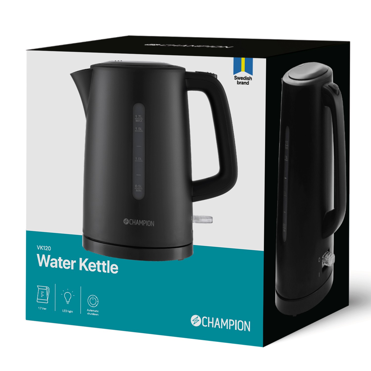 Vattenkokare Champion 1,7L VK120 Mattsvart