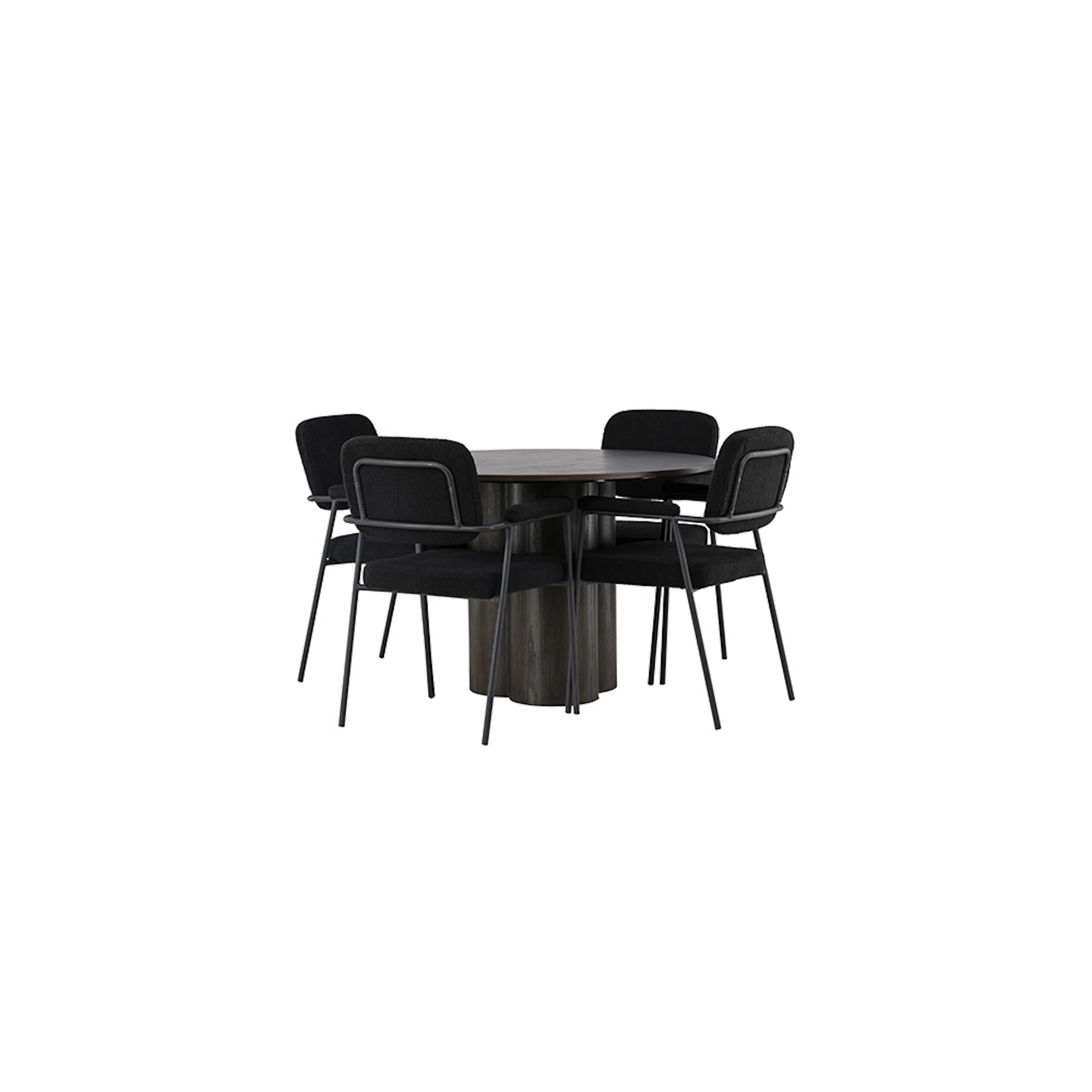 Matgrupp Venture Home Olivia Ø110 cm med 4 st Yesterday stol Mocca