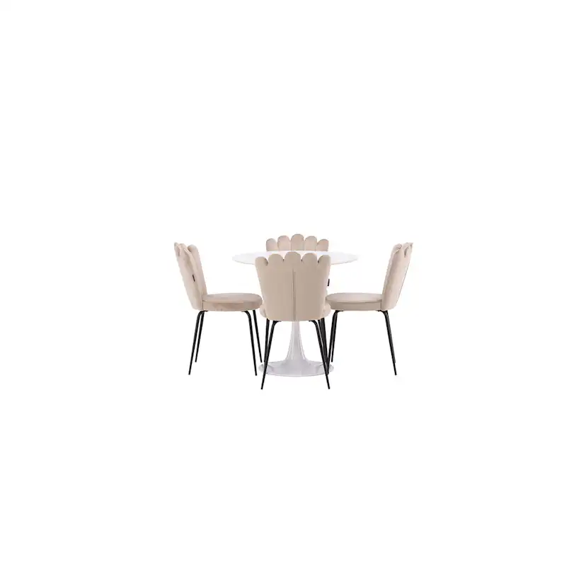 Matgrupp Venture Home Hamden Ø80 cm med 4 Limhamn Light stolar