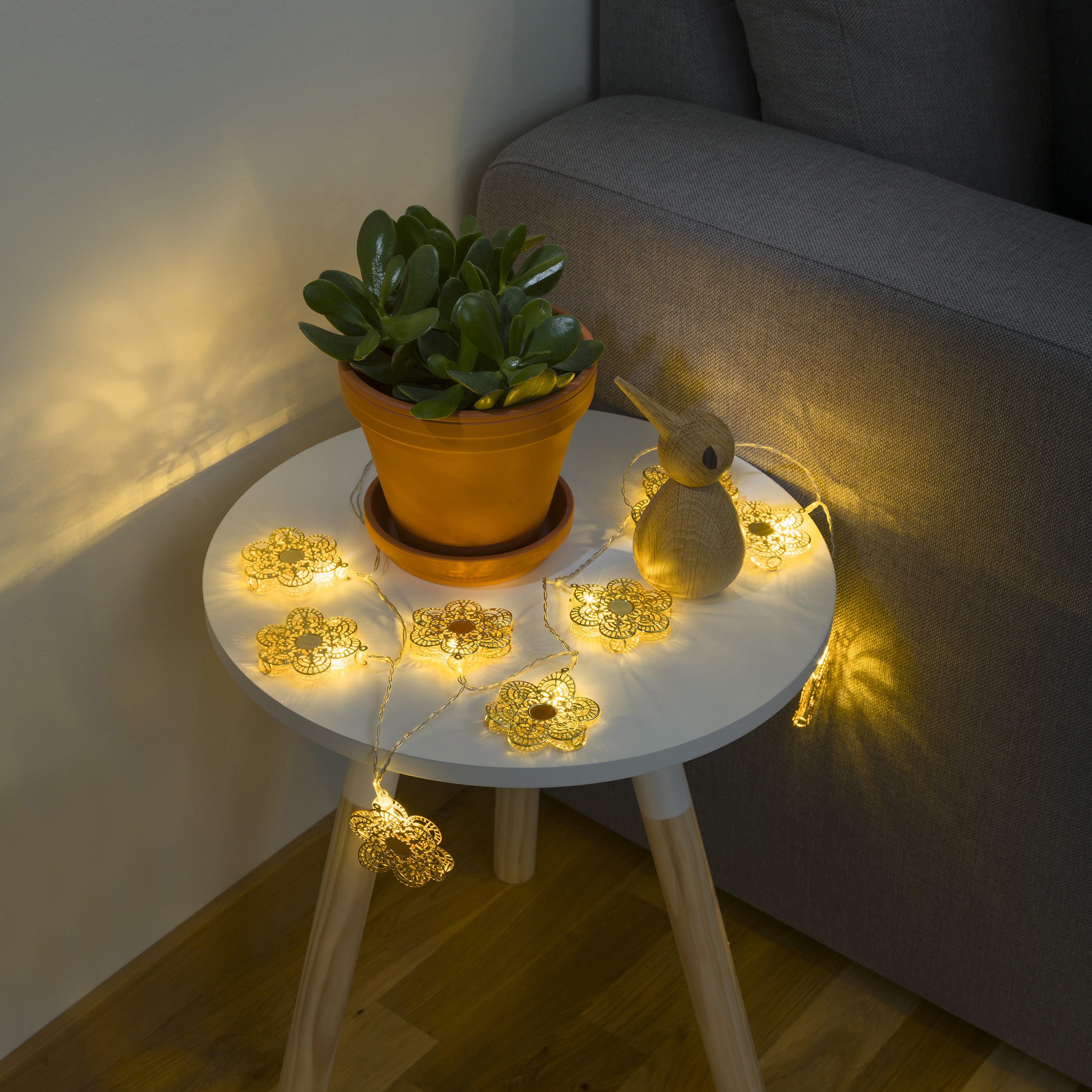 Slinga koppar blommor 10 LED Koppar