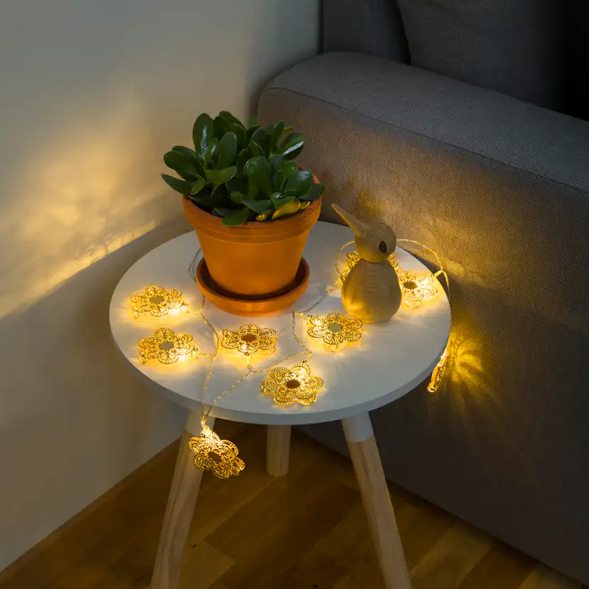 Slinga koppar blommor 10 LED Koppar