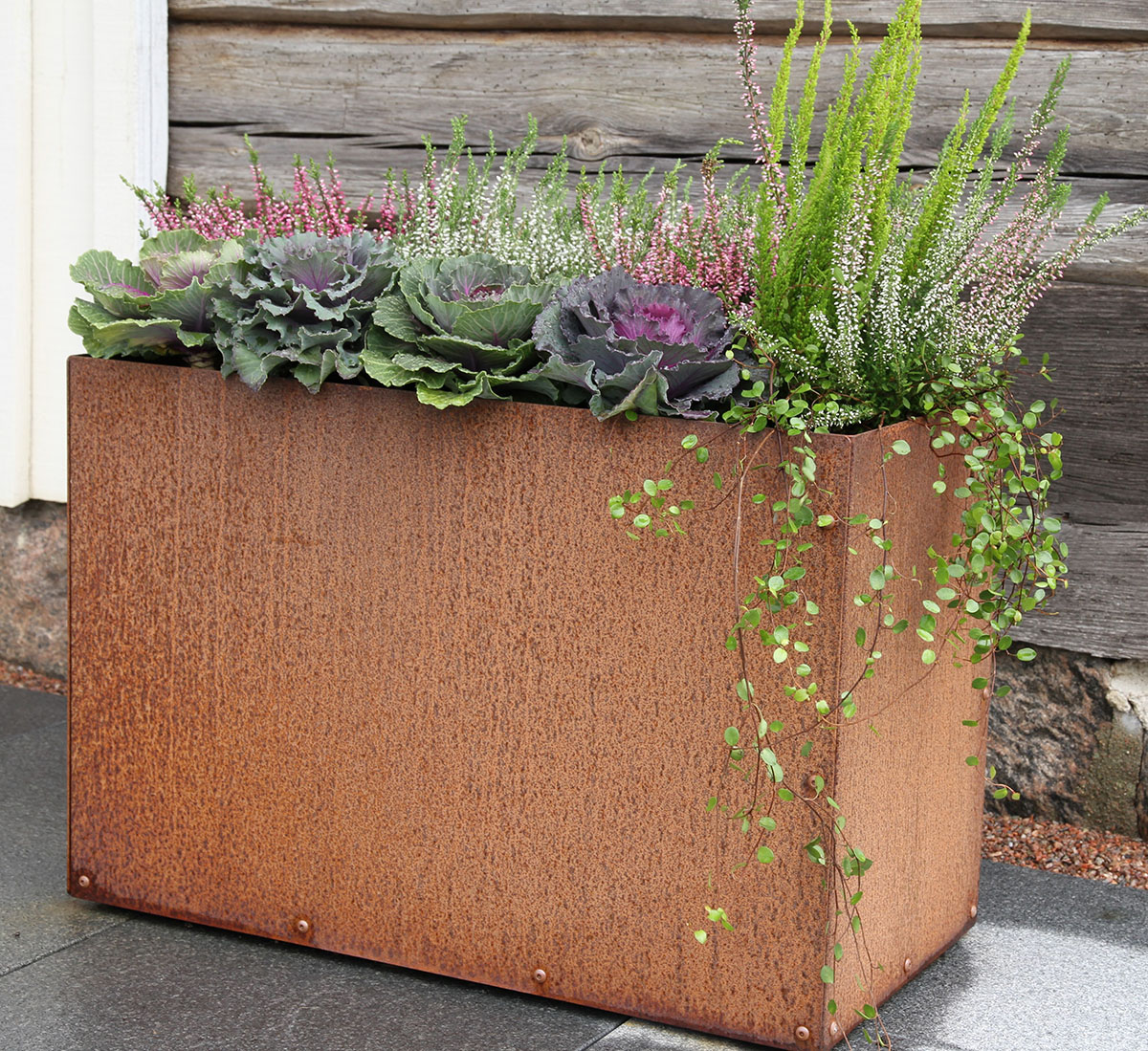 KEBAflexi-garden L-kruka med botten;corten 30x60x40 cm Med botten; Mått: 30x60x40 cm
