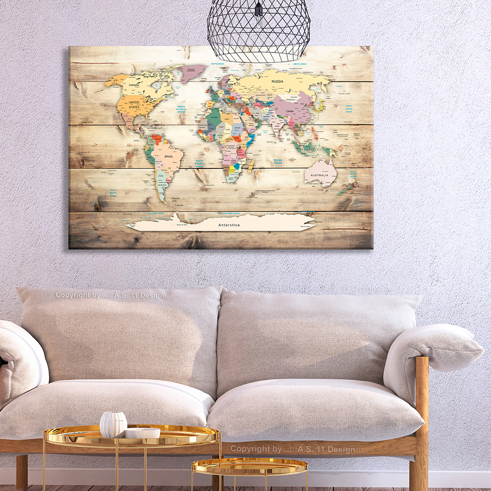 Anslagstavla Arkiio World Map Wooden Oceans