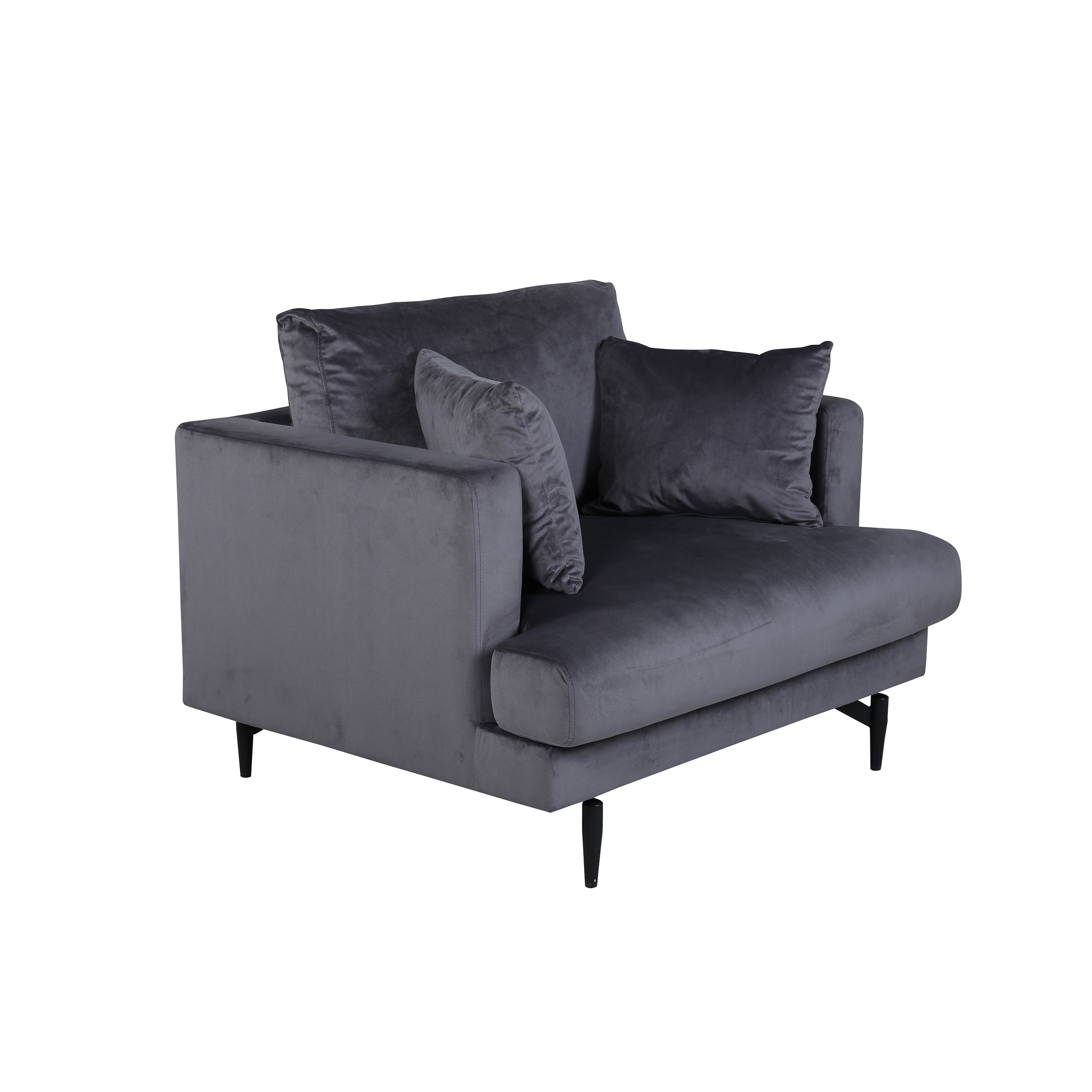 Sofia Single Sofa - Black / Dark Grey Velvet Mörkgrå