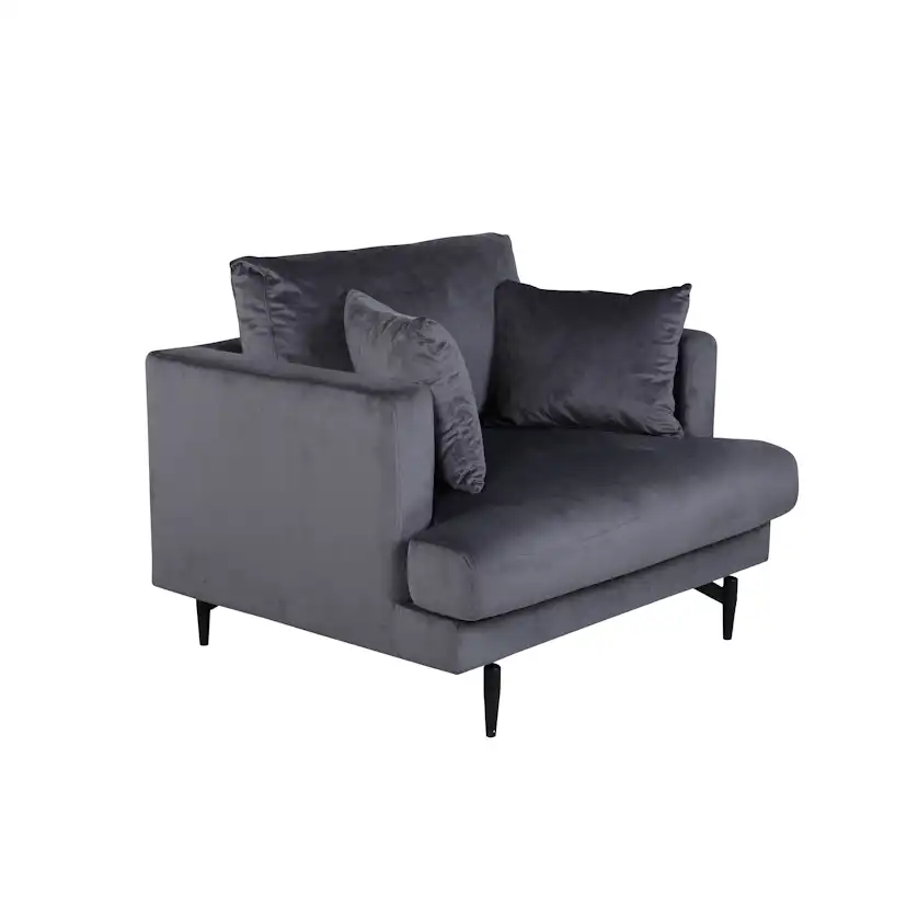 Sofia Single Sofa - Black / Dark Grey Velvet Mörkgrå