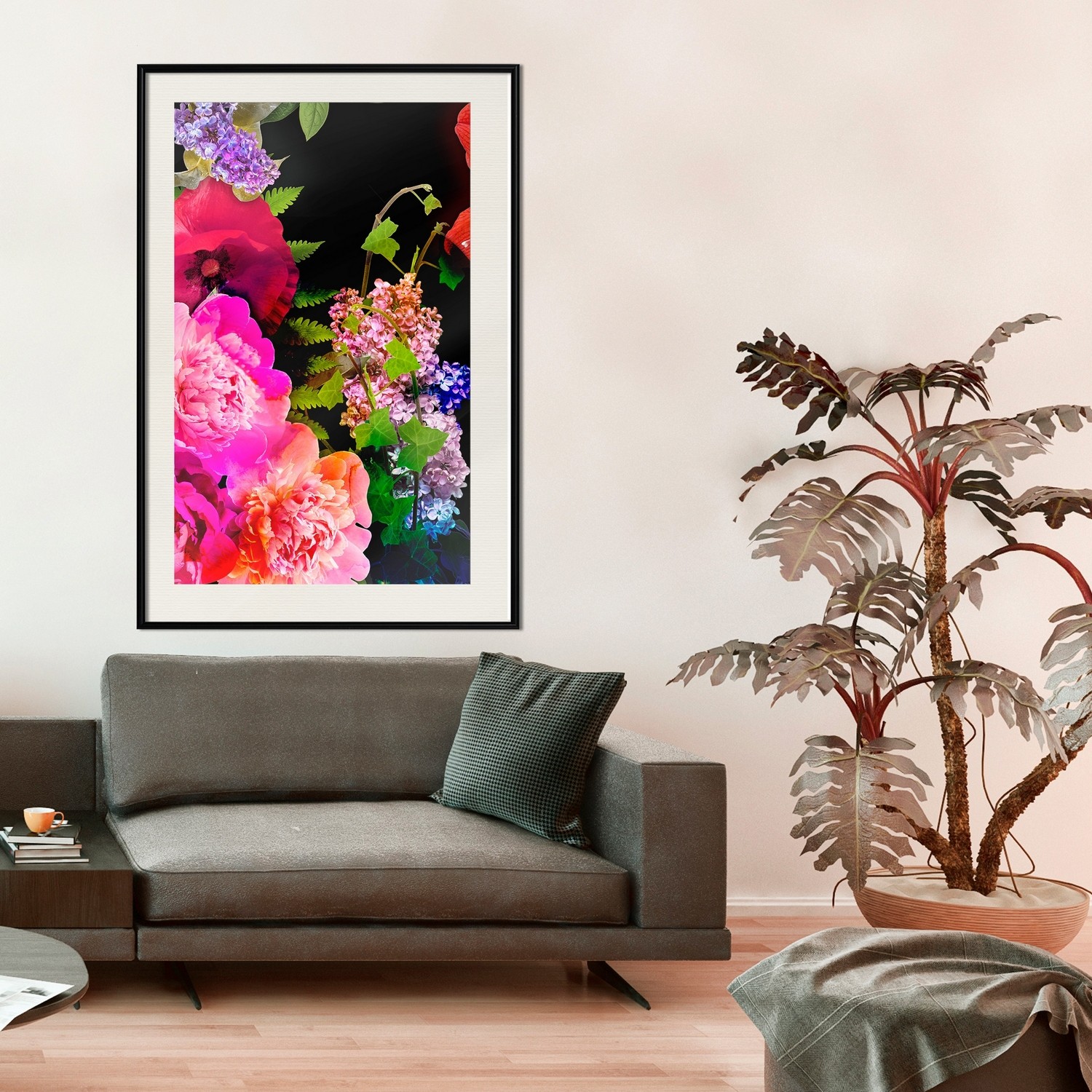 Affisch - Land of Flowers [Poster] 20x30 Svart ram med passepartout, 20x30 cm