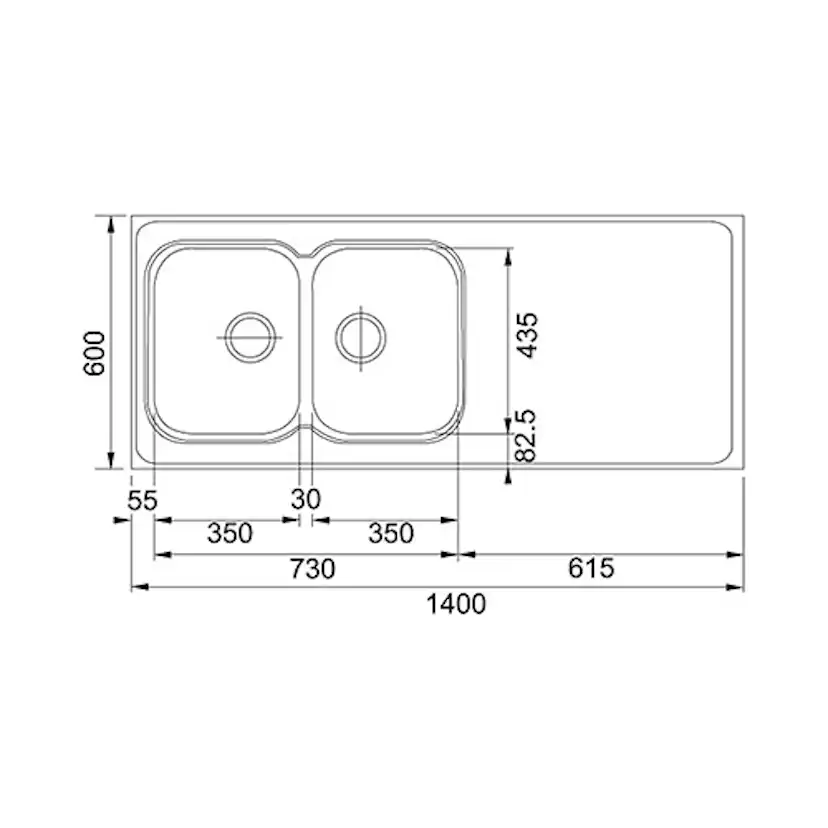 Heltäckande Diskbänk Franke De Luxe H 12/14 Vändbar