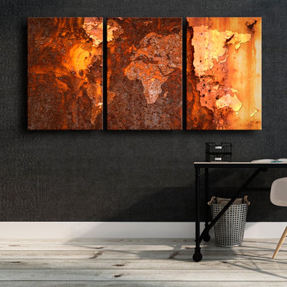 Tavla - World Map Old Rust 120x60 120x60 cm