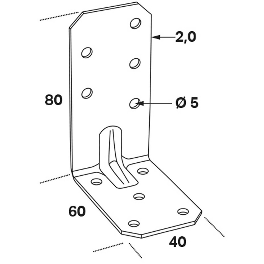 Vinkelbeslag FAST ABZR 80x60x2,0x40 mm