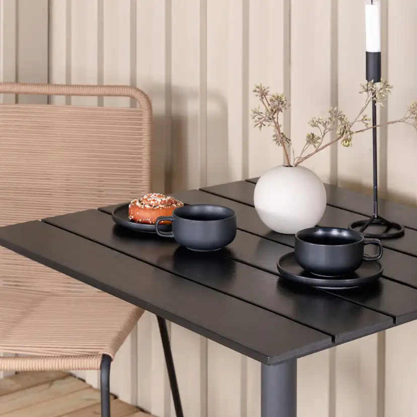 Colorado70*70 Black/Black+Lindos Stacking Chair - Black Alu Latte