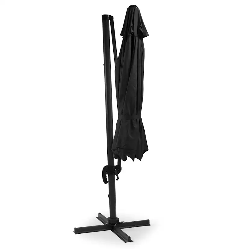 Hängparasoll Hillerstorp SideWinder XL Svart Ø350 cm - Ställbart Parasoll med Kryssfot