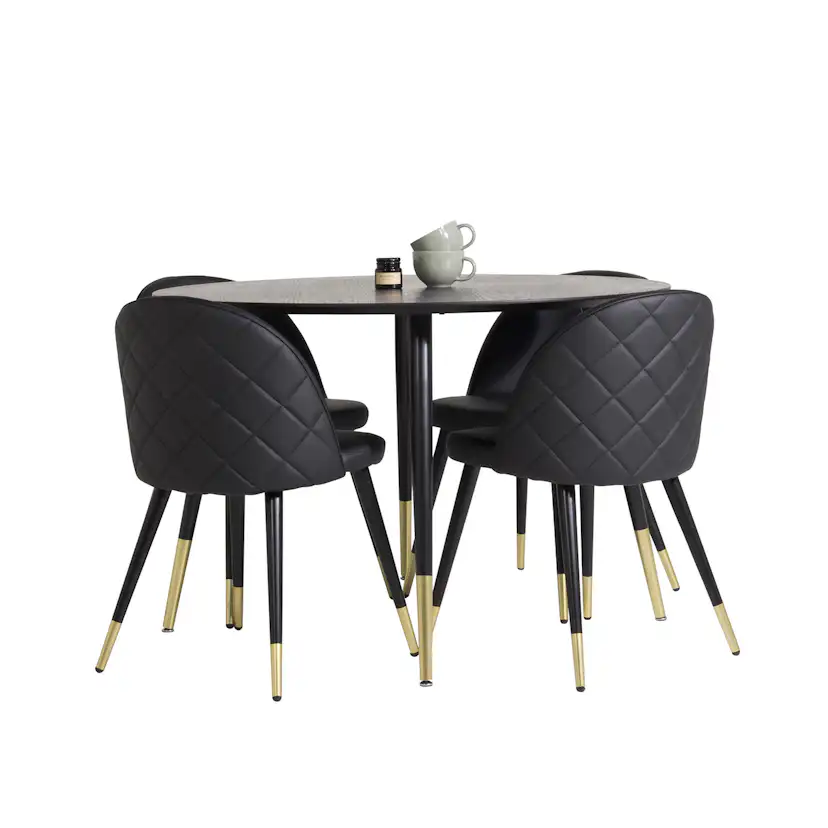 Matgrupp Venture Home Dipp med 4 Velvet stolar Skinn