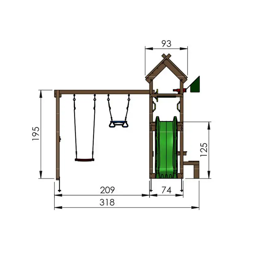 Lektorn Jungle Gym Totem Inkl Gungmodul & Röd Rutschkana