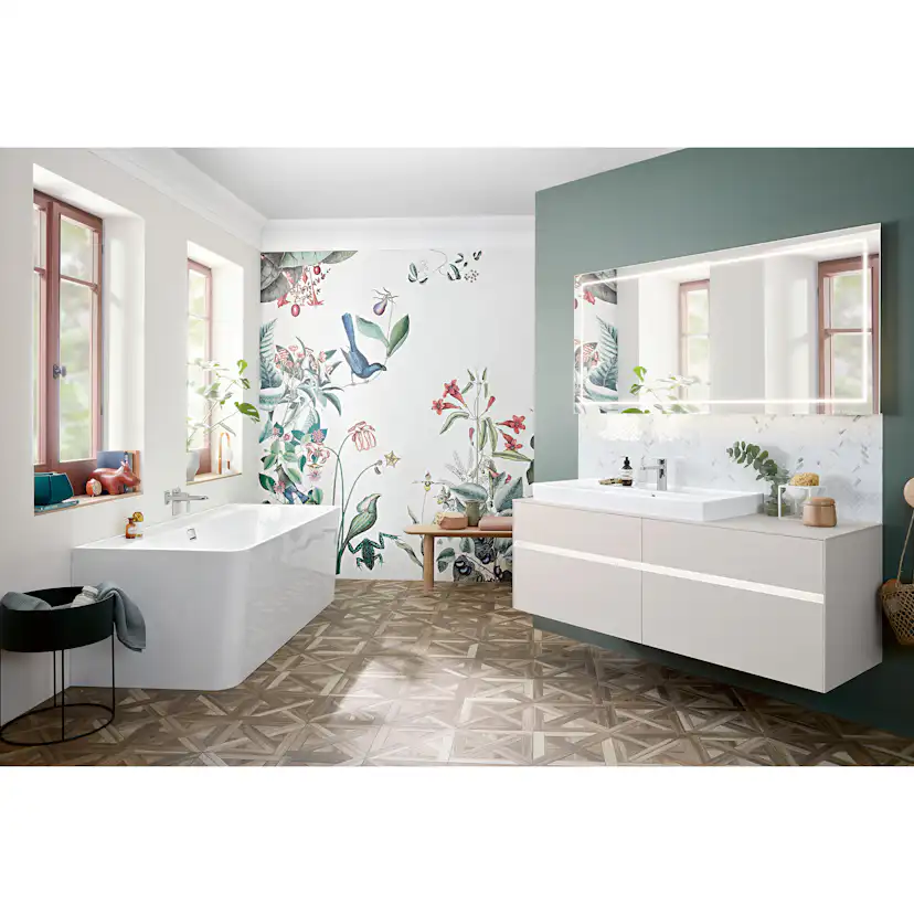 Tvättställ villeroy & Boch Collaro 4A33C5RW Stenvit CeramicPlus, Med Bräddavlopp, 1200 mm, Med Blandarhål, för Trehålsblandare