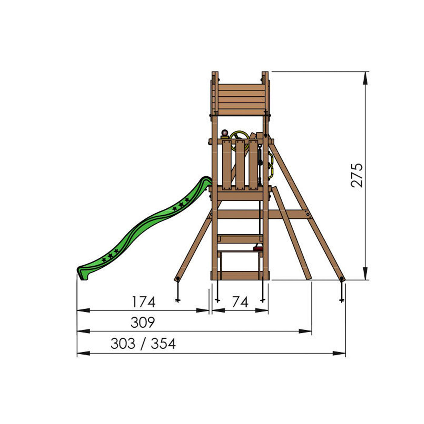 Lektorn Jungle Gym Totem Inkl Gungmodul & Röd Rutschkana