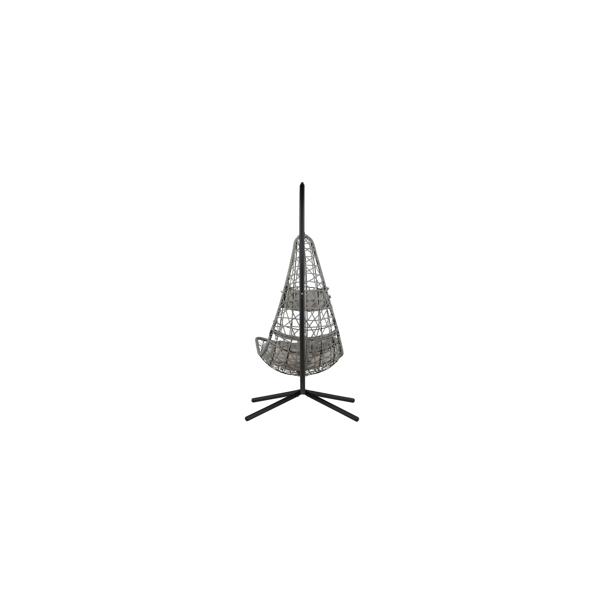 Edinburgh Hanging chair - Black frame/grey wicker/grey cushi Grå