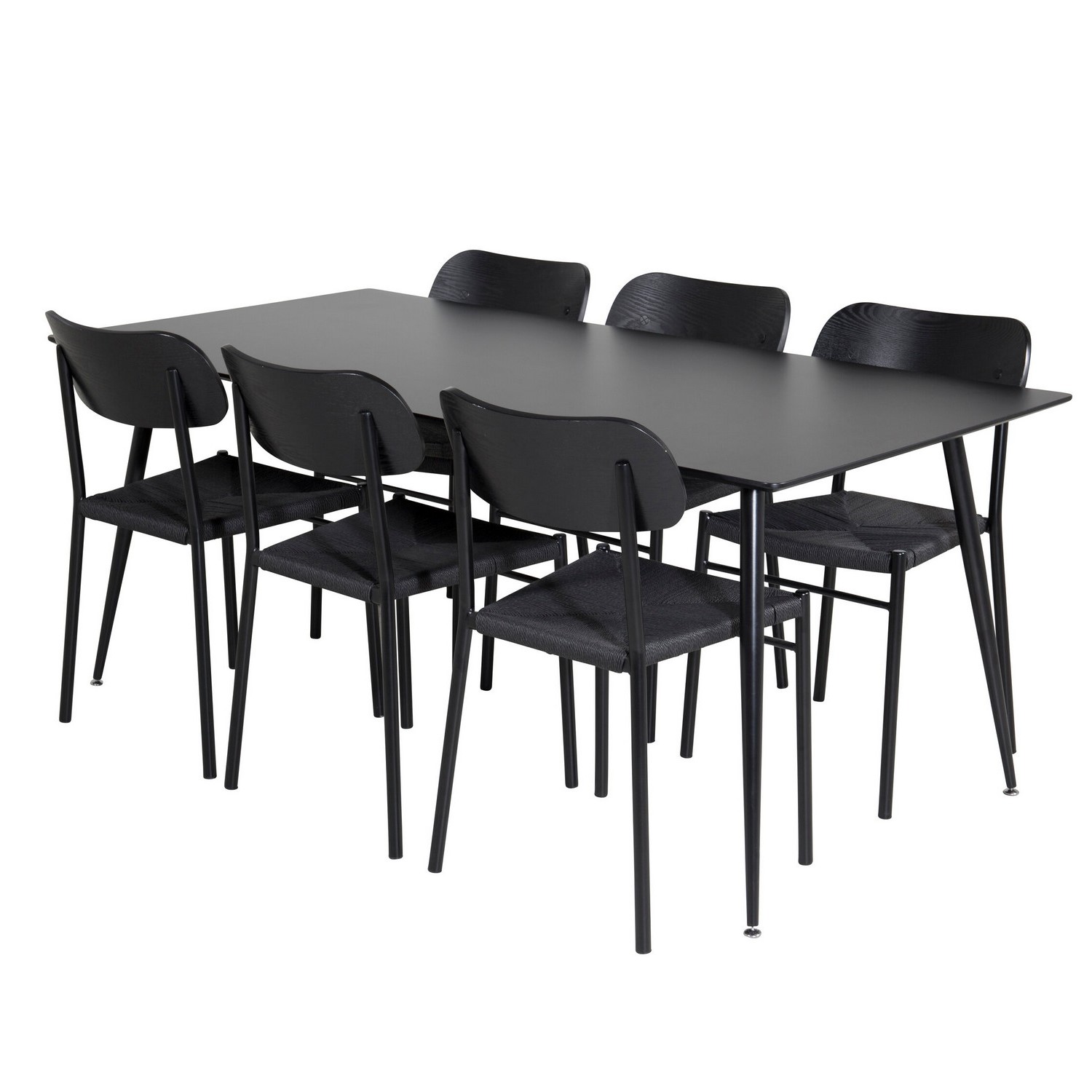 Silar Dining Table - 180 cm - Black Melamine / Black Legs +P Svart