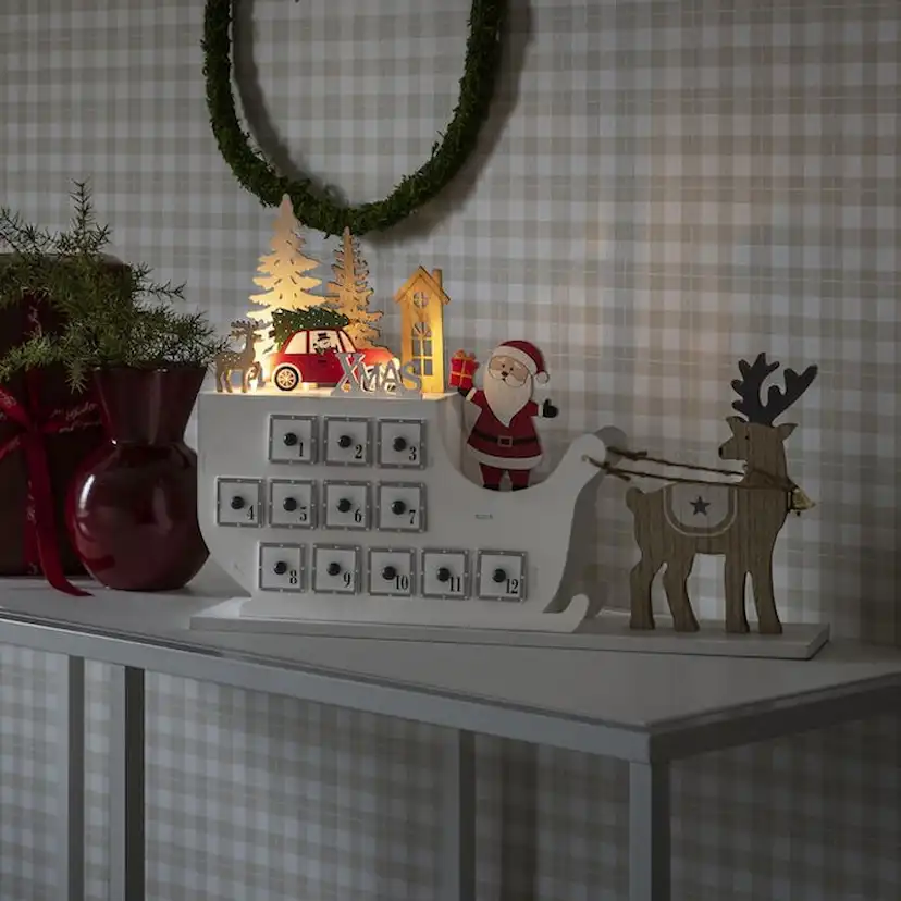 Adventskalender Gnosjö Konstsmide Motiv Trä LED