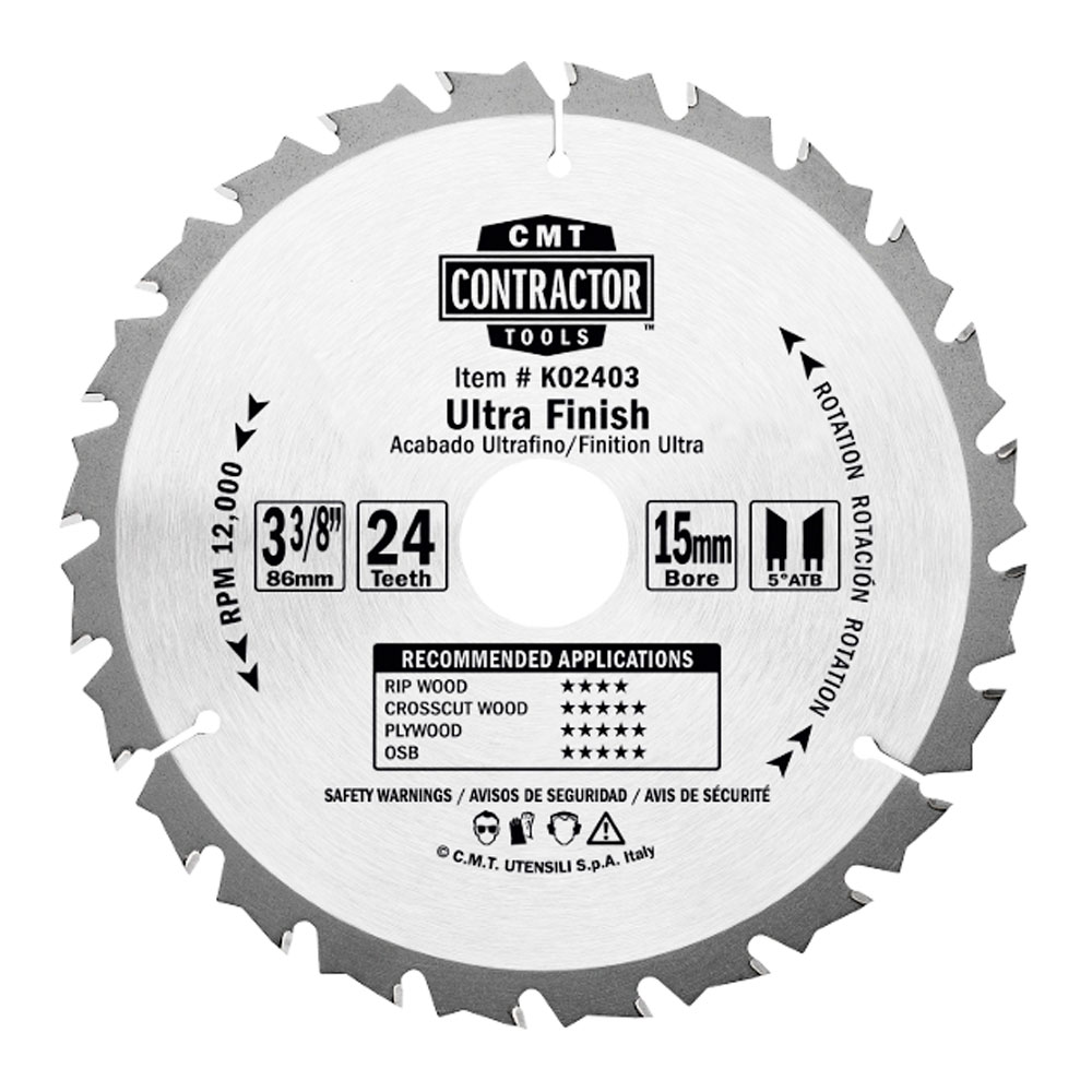 Sågklinga CMT Orange Tools Contractor 85x1,1x15 Z24 W