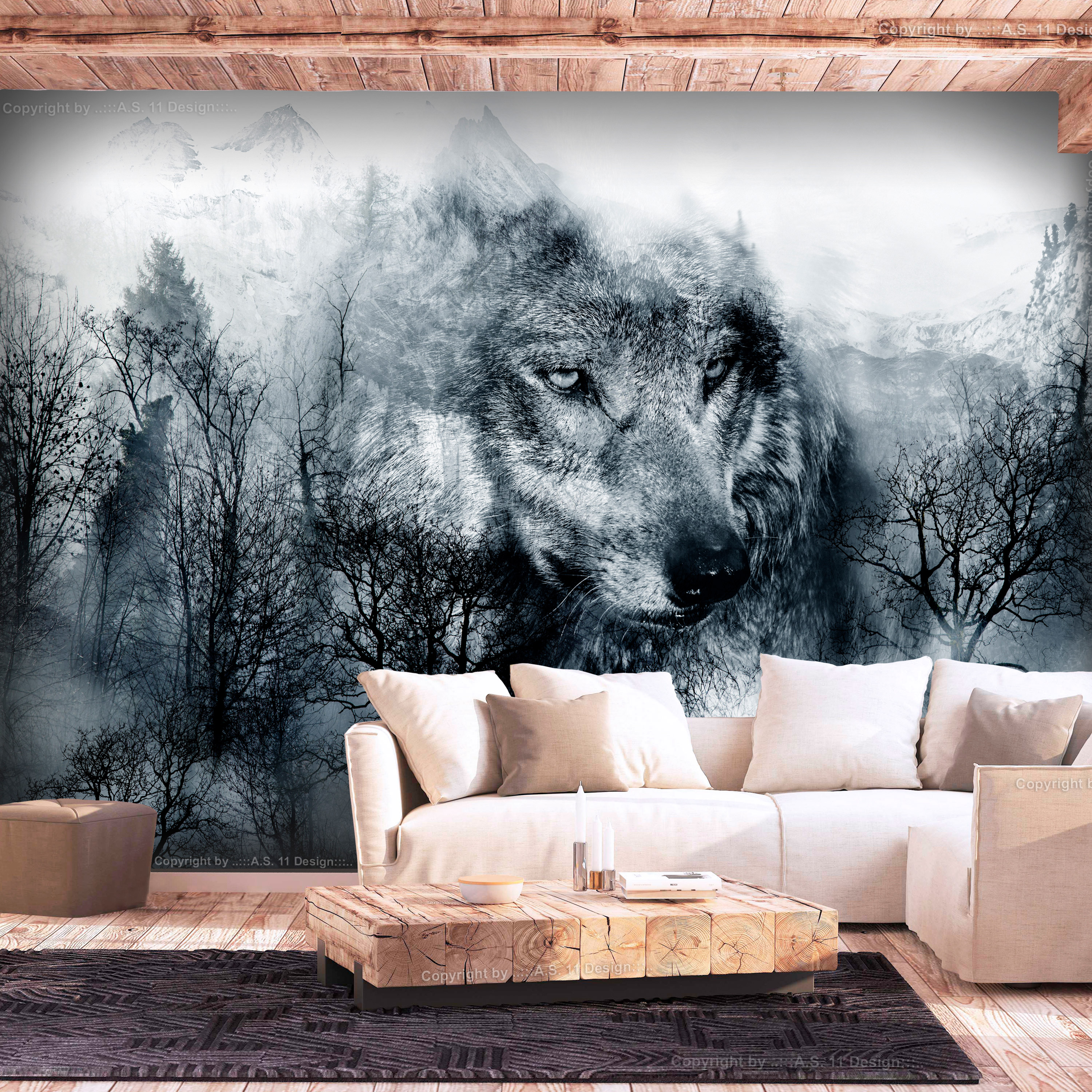 Fototapet Arkiio Mountain Predator Black And White