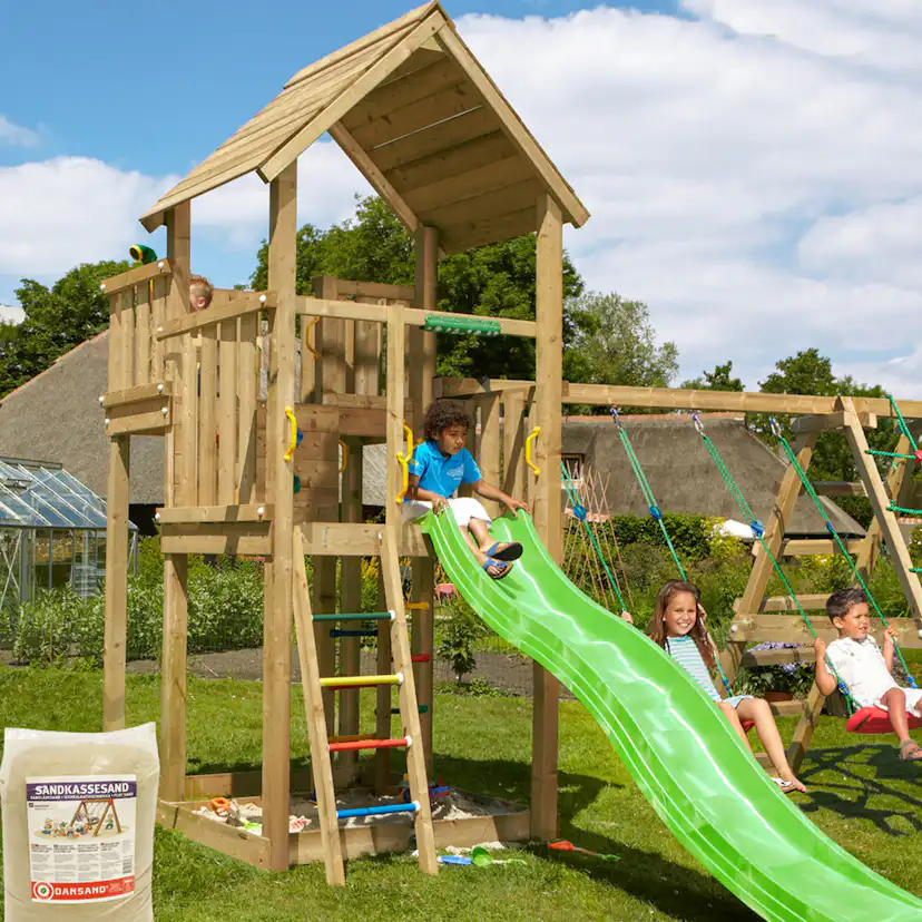 Lektorn Jungle Gym Palace Komplett Inkl Climb Modul X'tra, 120 kg Sand, Rutschkana och Klättervägg