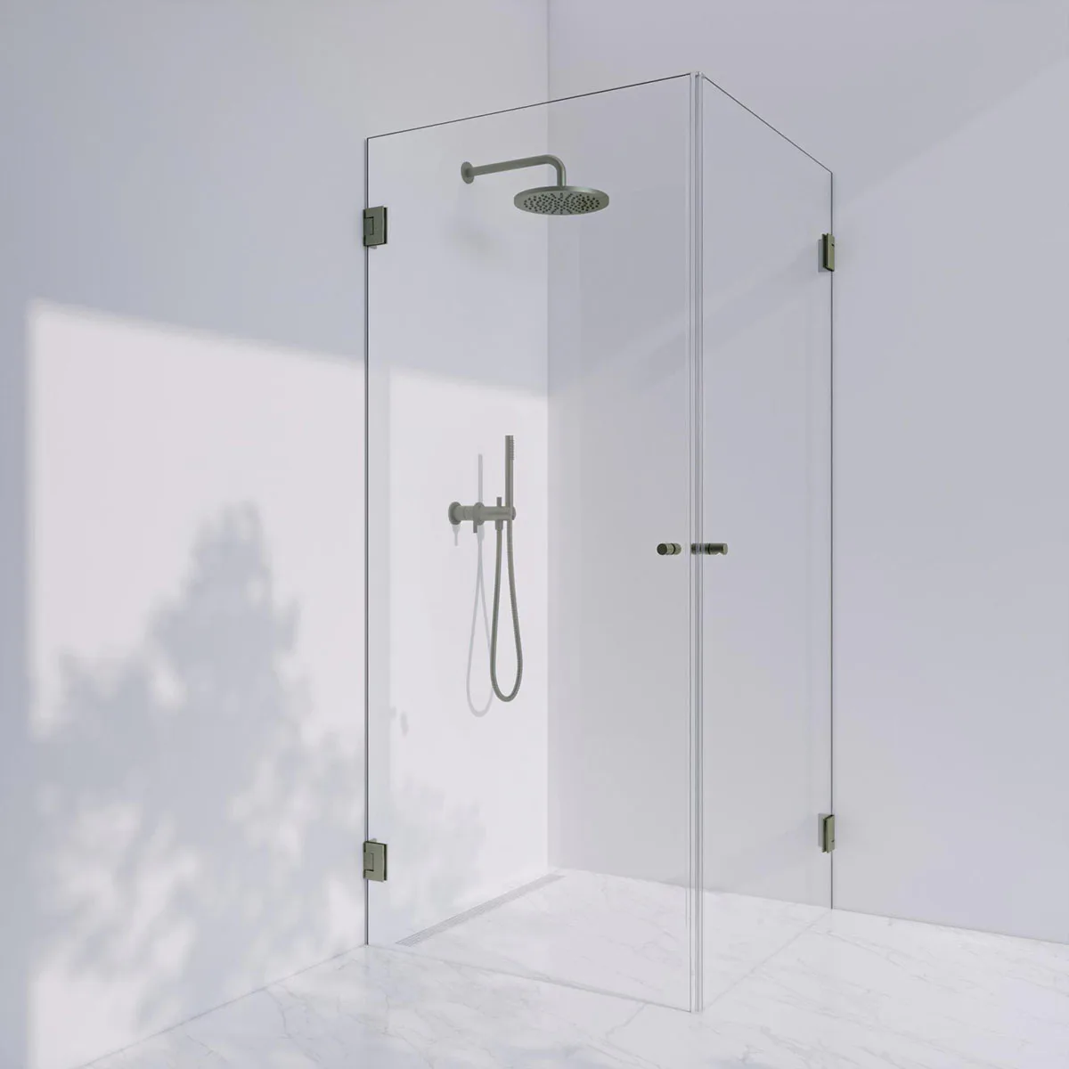 Invitrea Flair GH22/80x90/Borstad stål/Fingergreppsknopp/Kla Storlek: 800x900 mm, Glastyp: Klarglas, Profil: Borstad Stål, Handtag: Fingergreppsknopp
