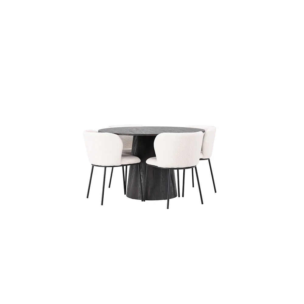 Matgrupp Venture Home Lanzo Ø120 cm med 4 st Edina stolar