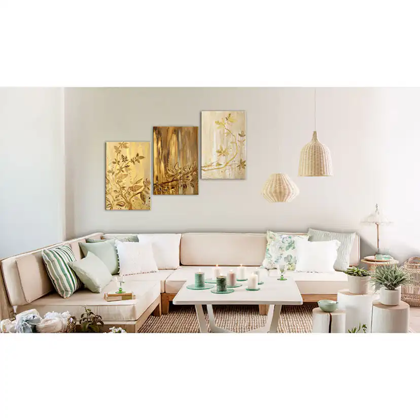 Handmålad Tavla Arkiio Gyllene Blad 120x60