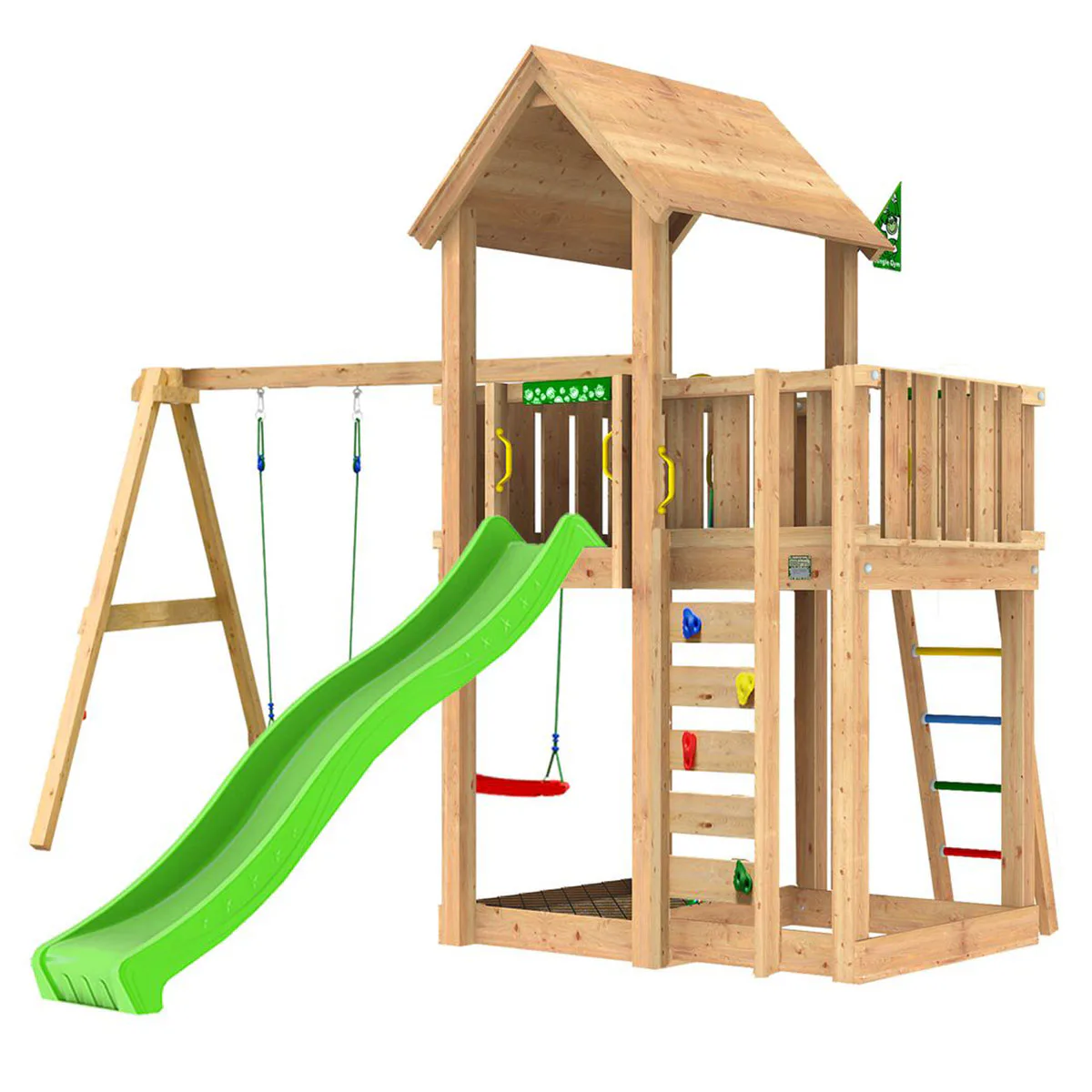 Lektorn Jungle Gym Mansion 2.1 Gungmodul Grön Rutschkana & Sand