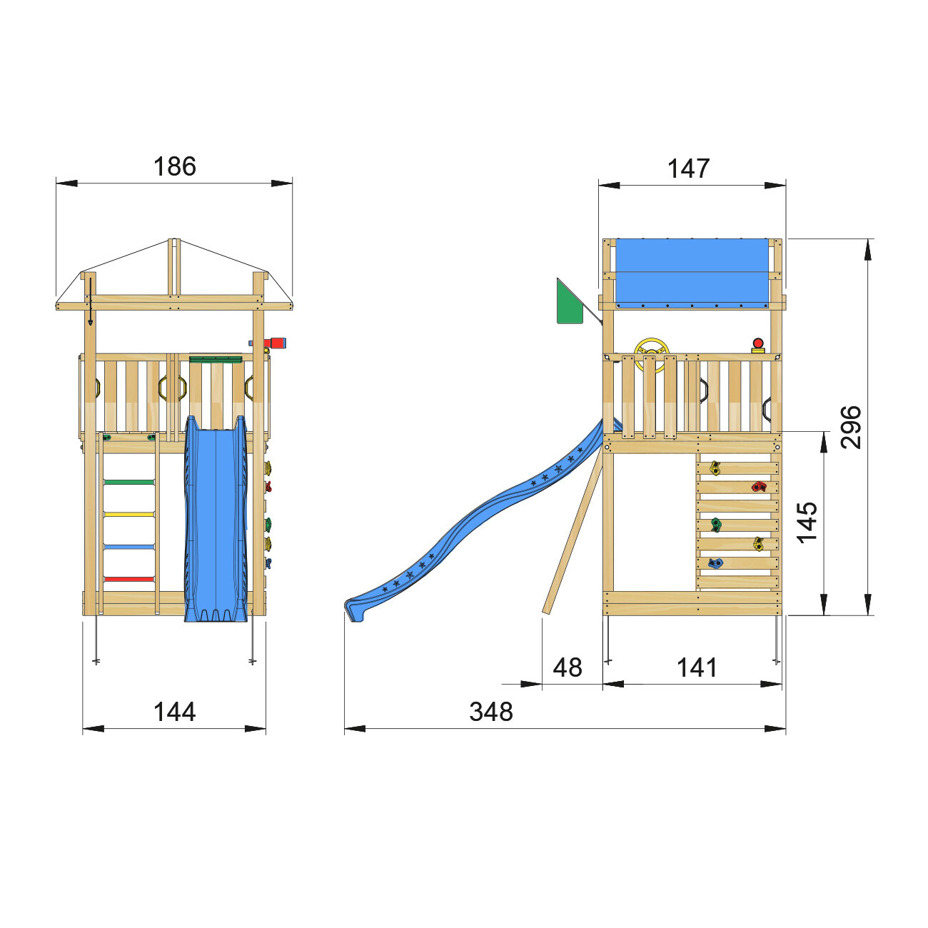 Lektorn Jungle Gym Fort 2.1 Med Blå Rutschkana
