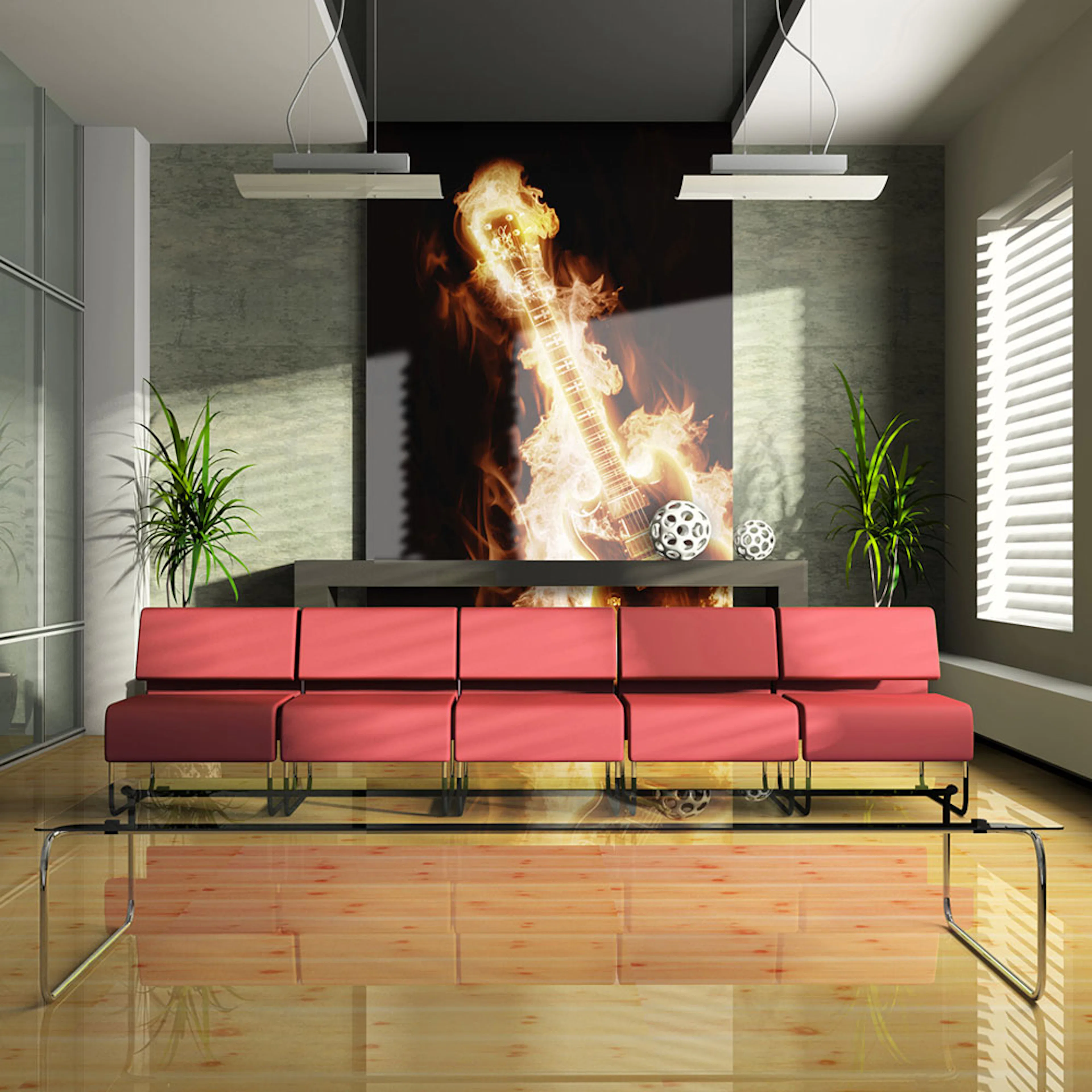 Fototapet Arkiio Flaming Gitarr