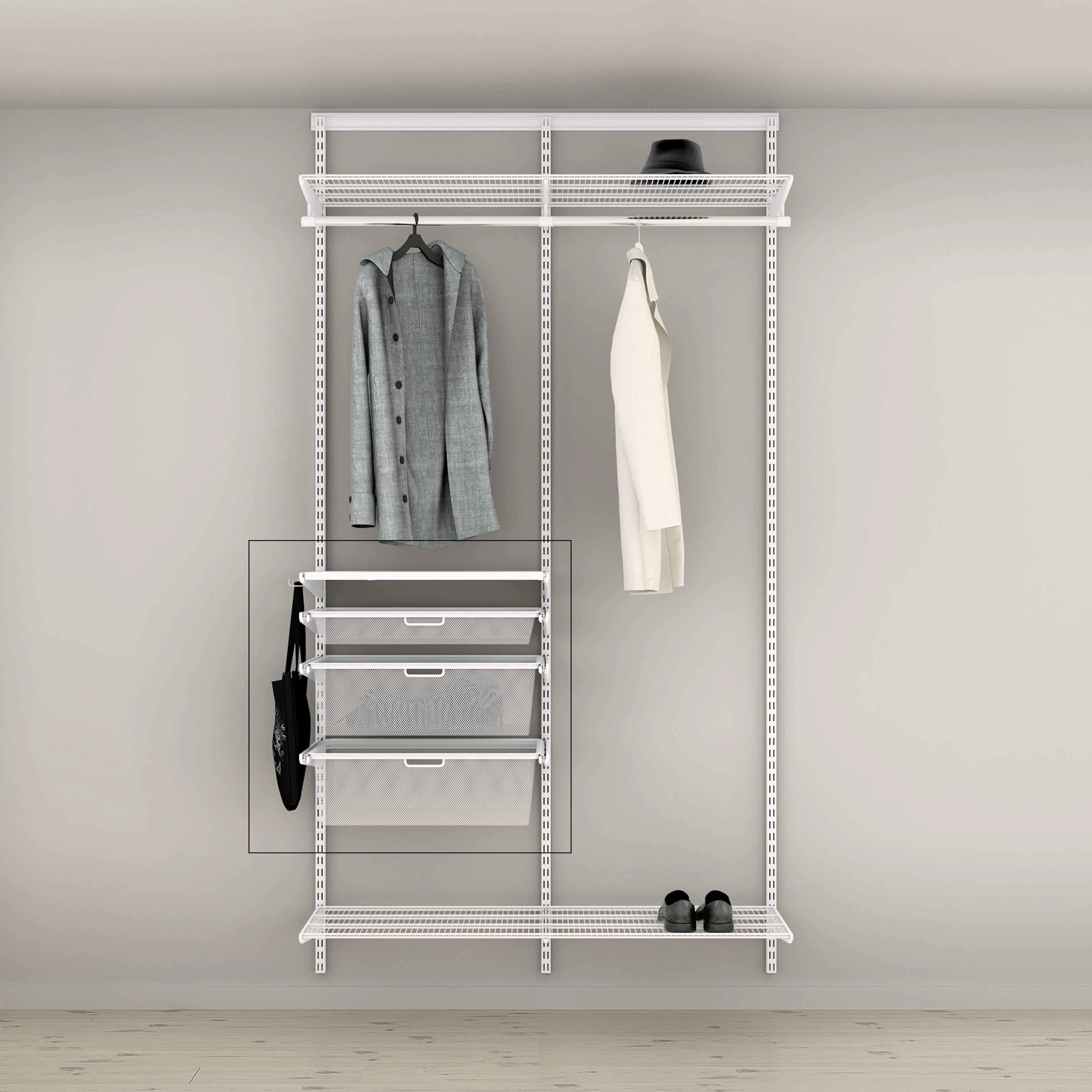 Tilläggslösning Elfa Ready Solution Classic 60.8 Vit B: 607 mm