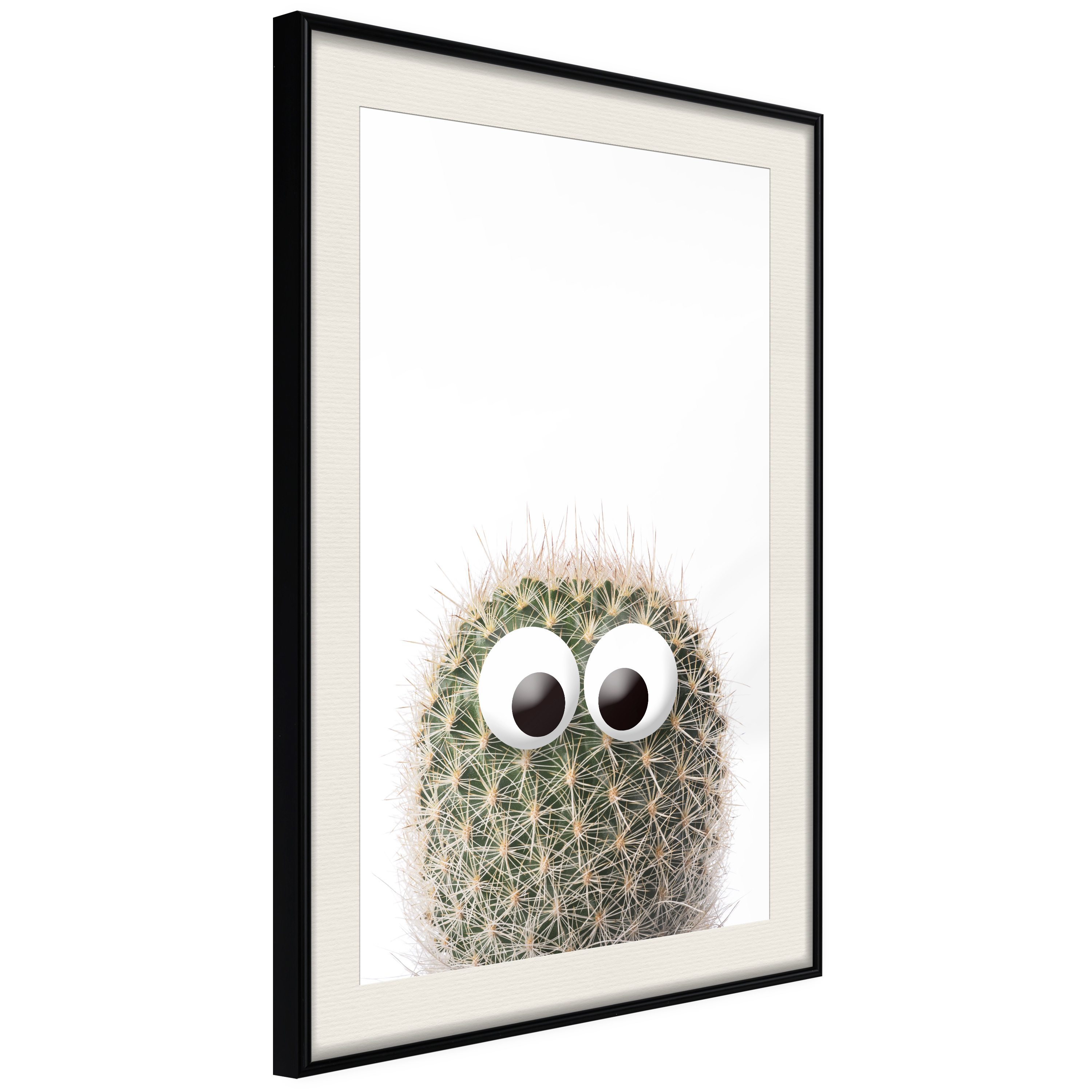 Affisch - Cactus With Eyes [Poster] 40x60 Svart ram med passepartout, 40x60 cm