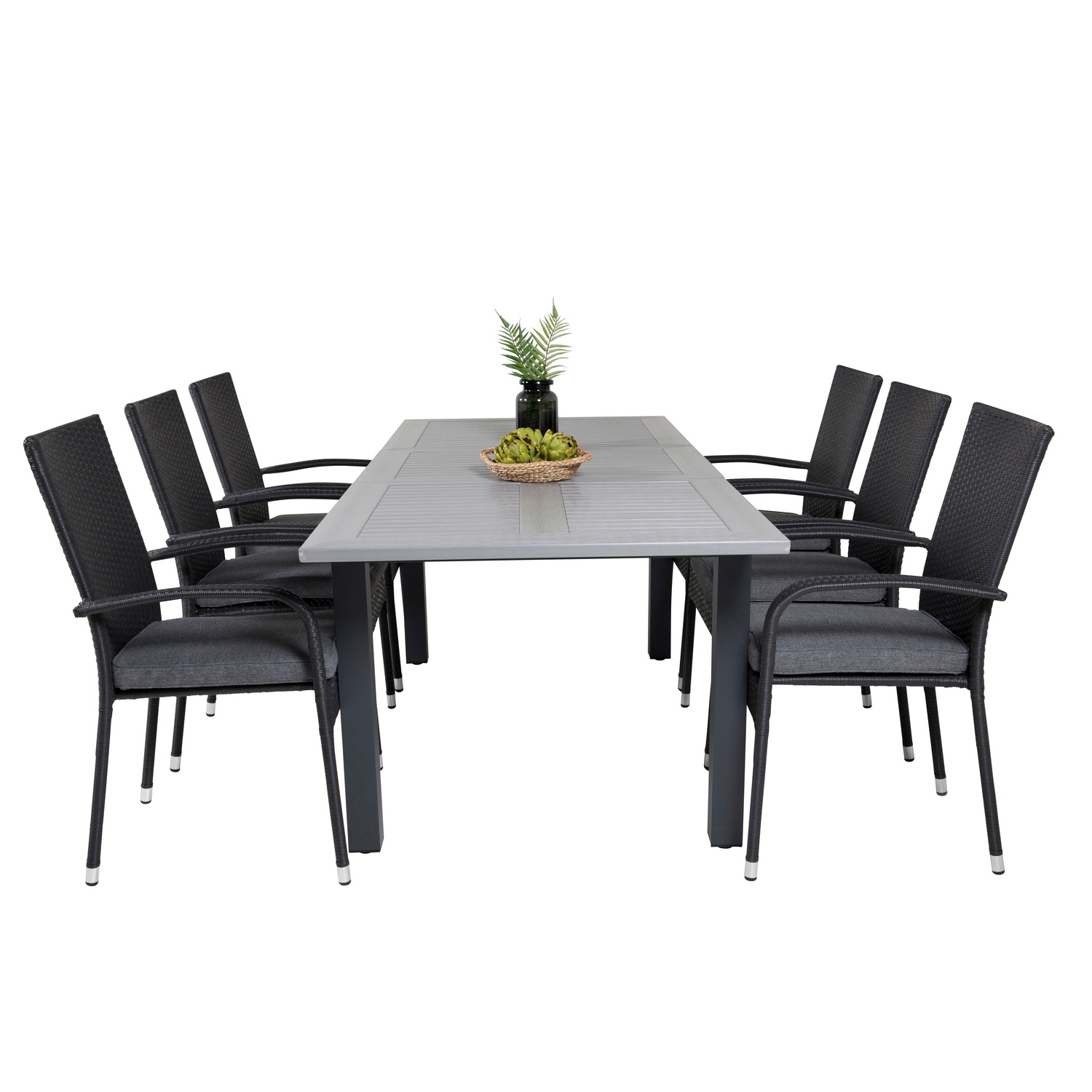 Albany Dining Table 160/240*100 - Svart Alu / Grey Aintwood+ Svart/Grå