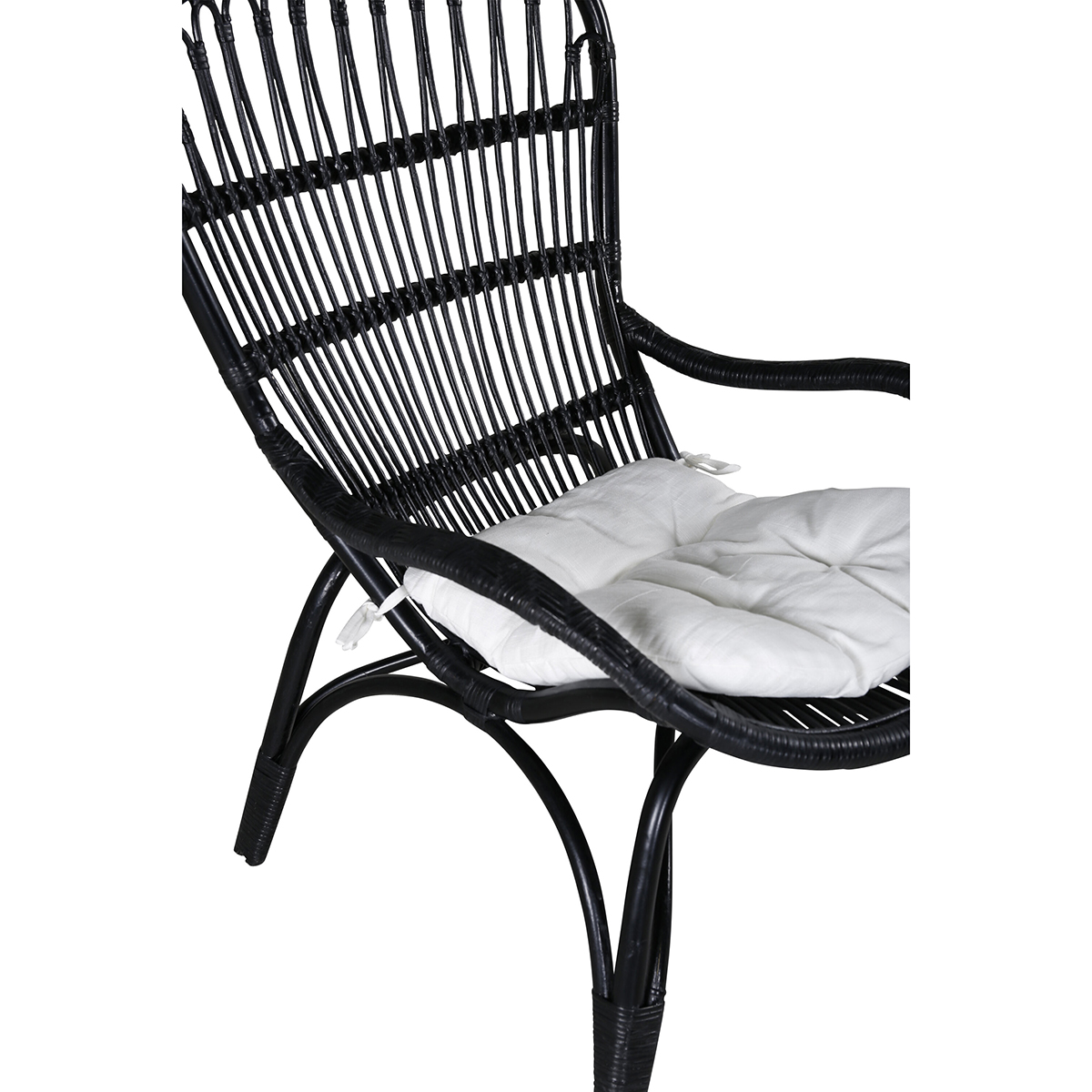 Ella Lounge Chair - BLACK rattan / Offwhite Cushion Ersätter Färg: Black
