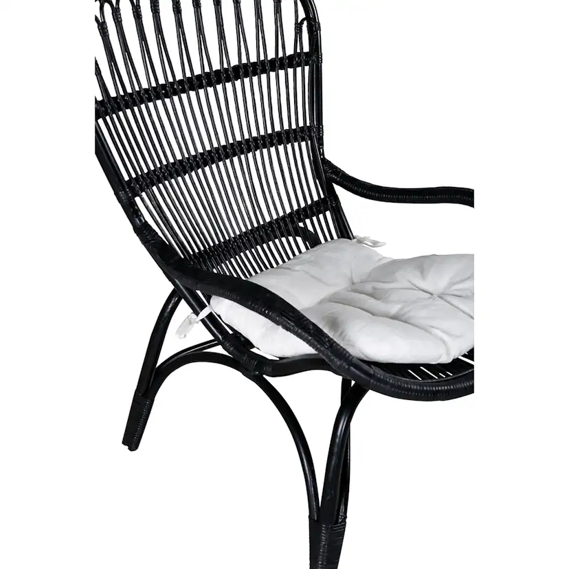 Ella Lounge Chair - BLACK rattan / Offwhite Cushion Ersätter Färg: Black