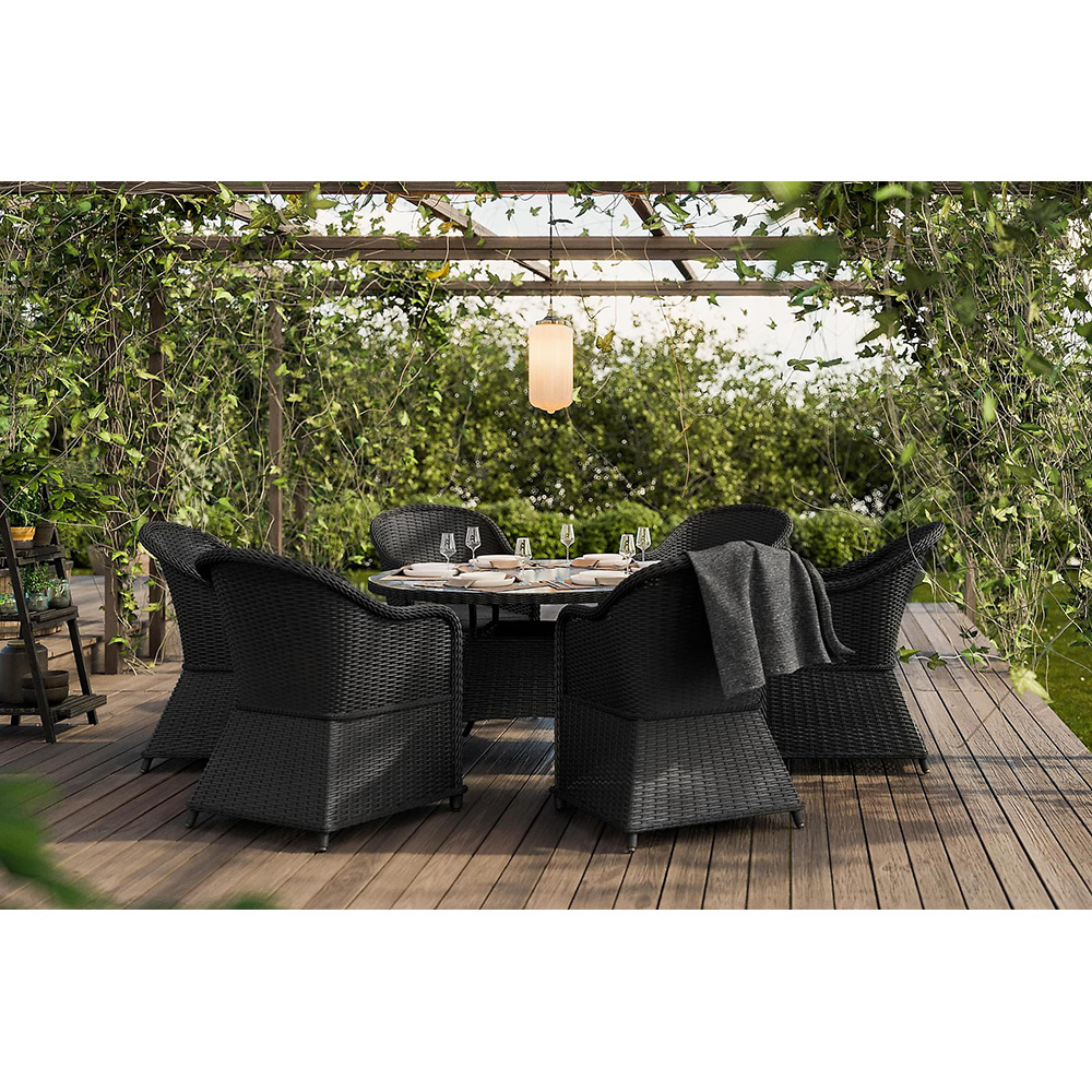 Matgrupp Comfort Garden Marcus 140 Rund med 6 Light Fåtöljer inkl. Dyna