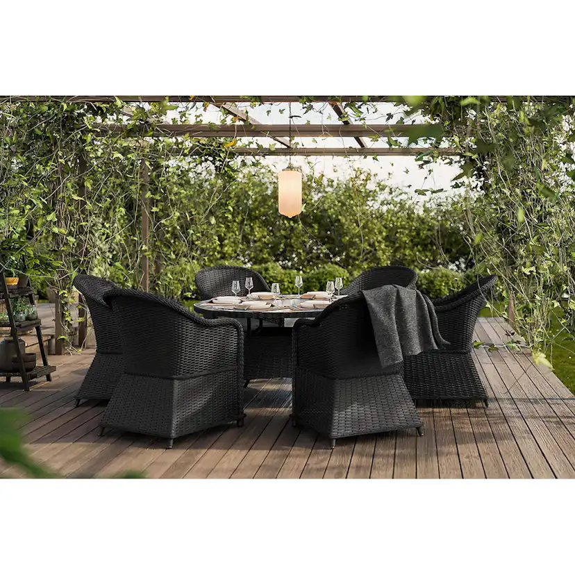 Matgrupp Comfort Garden Marcus 140 Rund med 6 Light Fåtöljer inkl. Dyna
