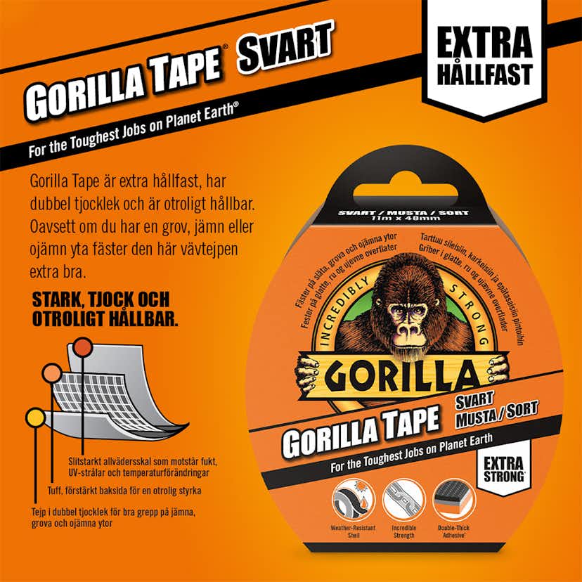 Tejp Gorilla Tape Svart 32mx48mm