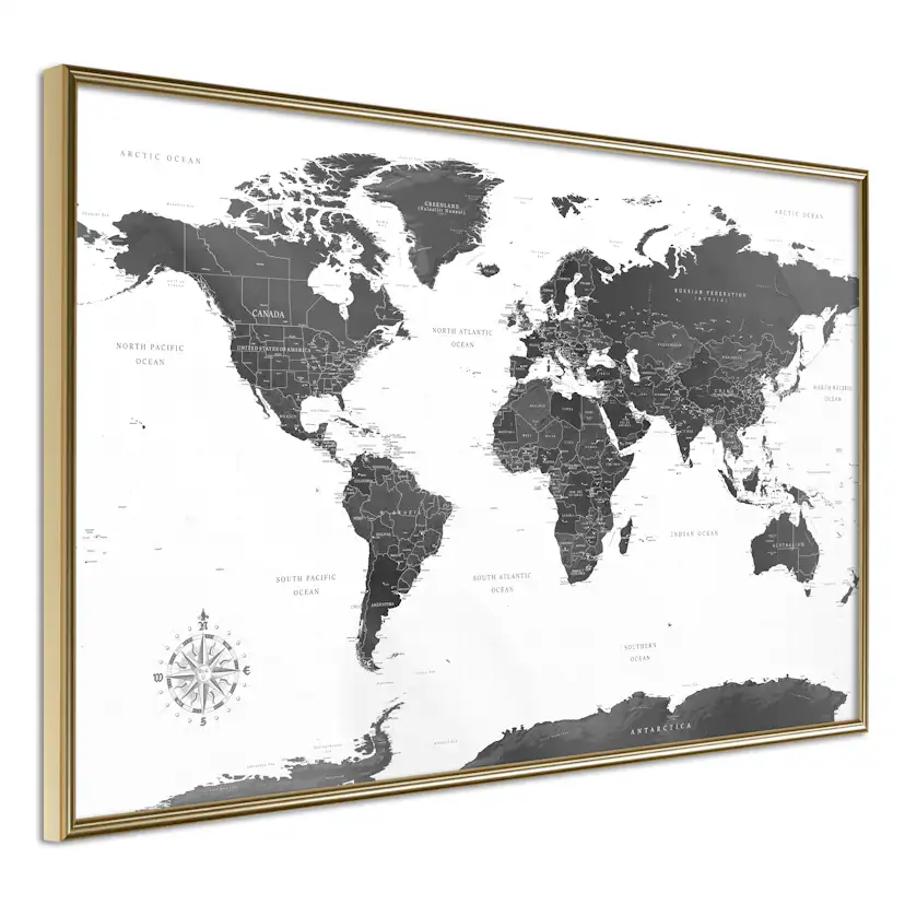Poster Artgeist Affisch Monochrome Map