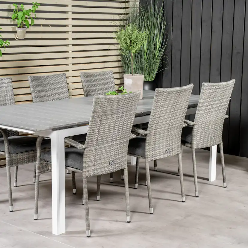 Levels Dining Table 224/324*100 - White Alu / Grey Aintwood Vit/Grå