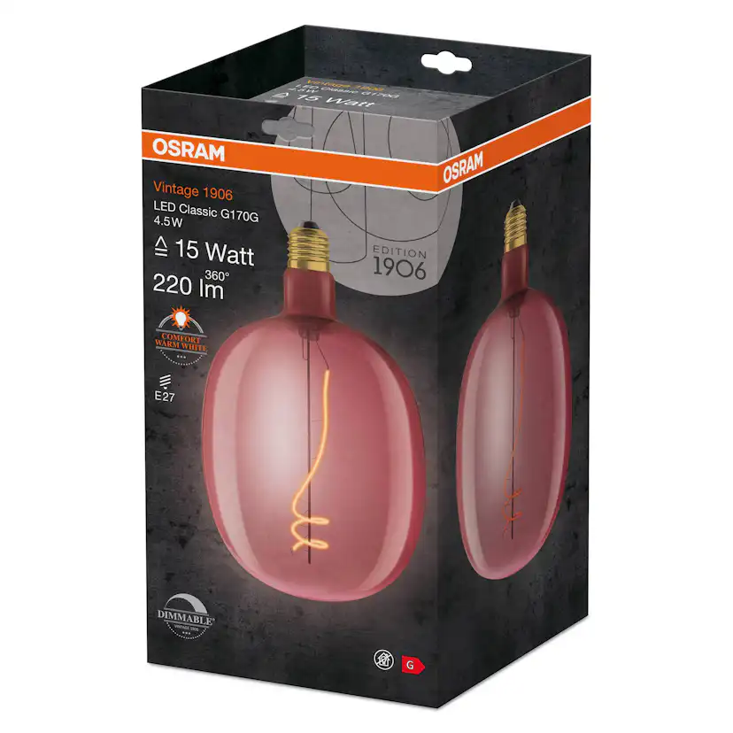 LED-Lampa Osram Deco Ballon Rosa E27 Vintage 1906 Dimbar