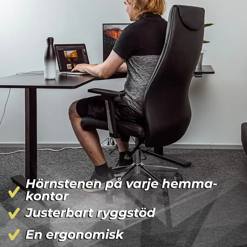Kontorsstol Lykke Boss Stol i Läder med Justerbar Höjd & Ryggstöd
